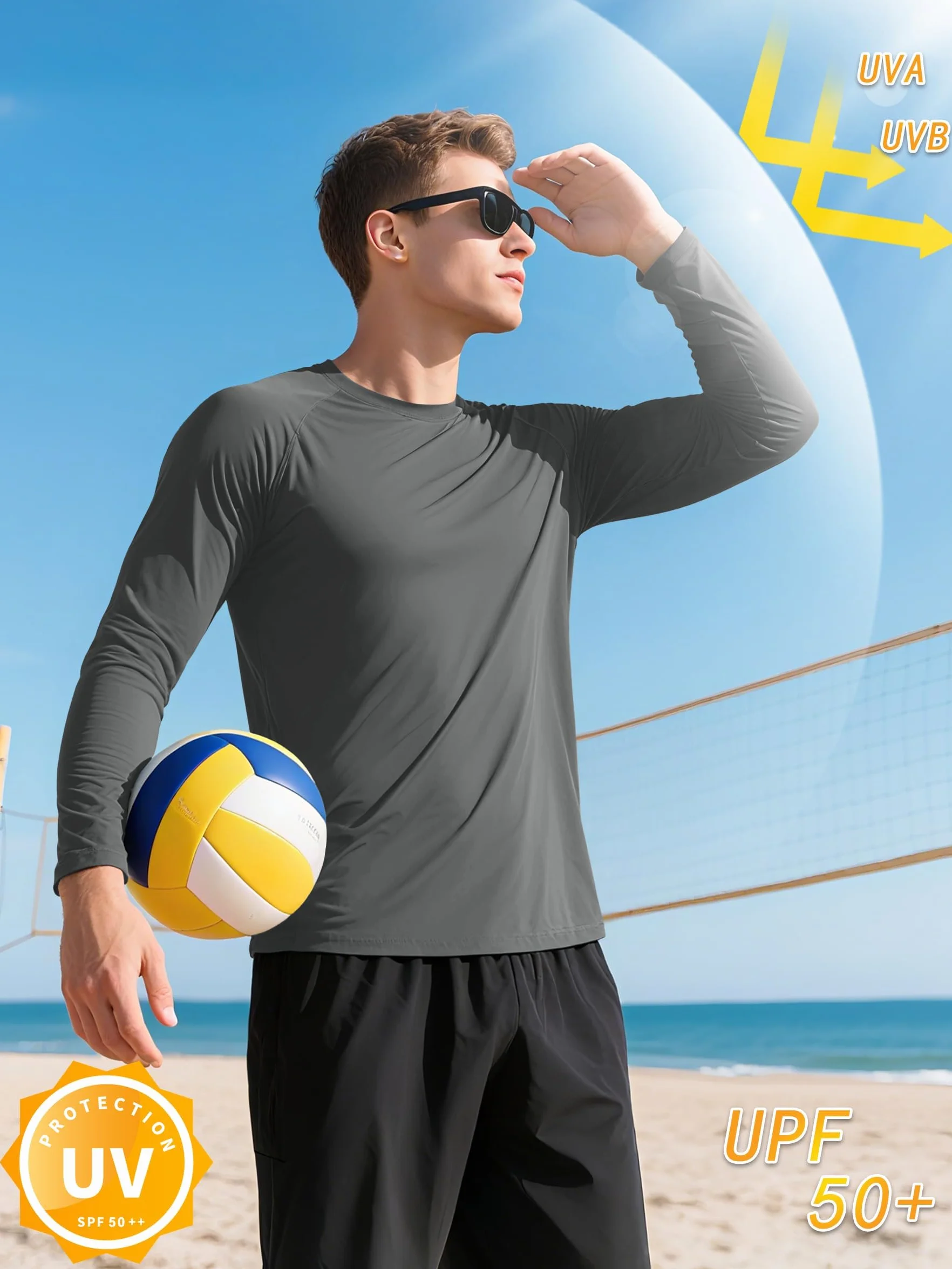 KEFITEVD Męska Koszulka Z Długim Rękawem Surfing Tee Shirt Lekka, Szybkoschnąca Dla Mężczyzn, Wędkarska, Pływacka Koszulka Plażowa