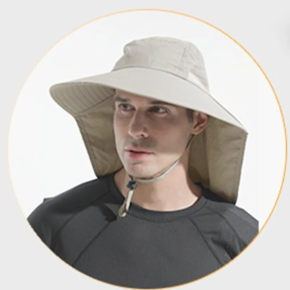 Męska czapka rybaka z odpinaną klapką na szyję ochrona UV UPF 50 Unisex słońce składane czapki turystyczne do jazdy na rowerze wędkarstwo ogrodnictwo