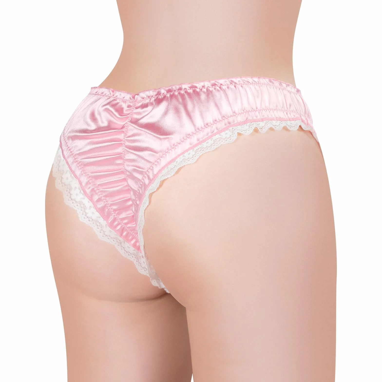 LittleForBig Unisex hipsterskie majtki gładkie cnotka Sissy satynowe koronkowe majtki dla crossdresserów osób transpłciowych