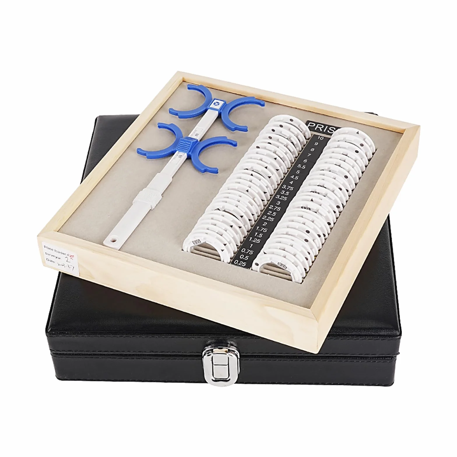 sprzęt optometrii zestaw obiektywów pryzmat test optyczny z regulowanym PD 48-80MM Flipper Set skórzane etui