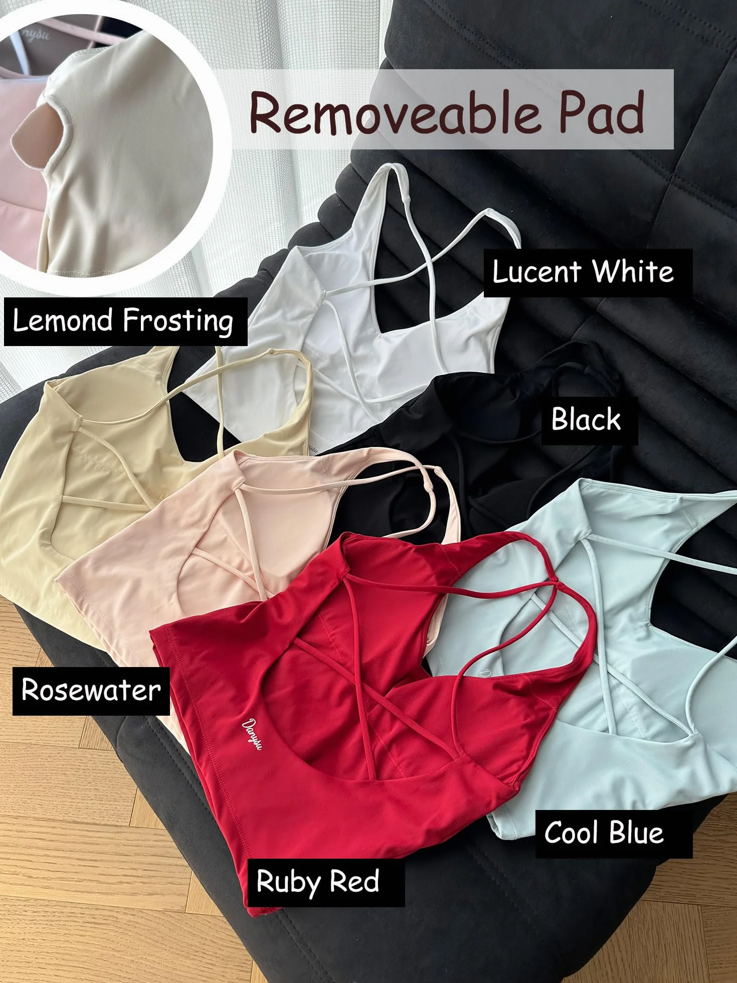 Danysu Sculpt trening tank topy damskie bez pleców długie biustonosze sportowe z paskami wyściełany top do jogi
