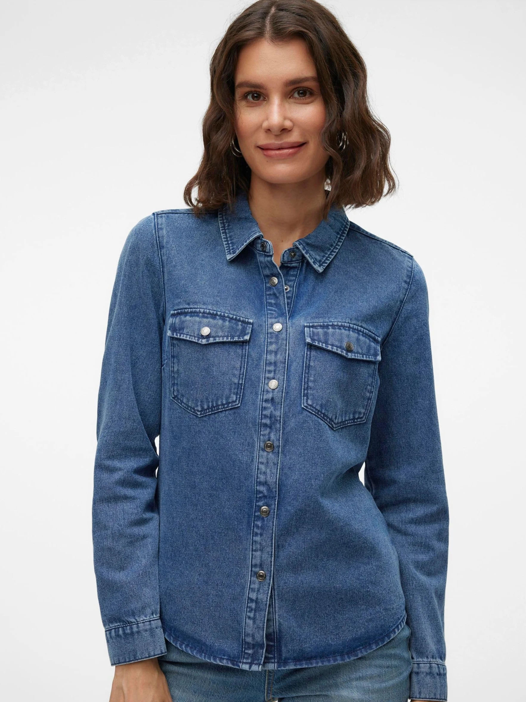 Vero Moda VMJENNIE koszula dżinsowa damska, niebieski (medium blue denim), XL