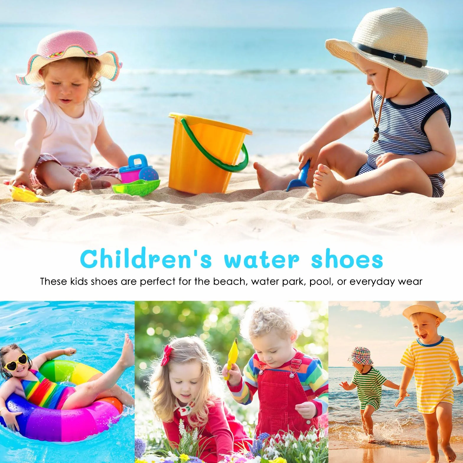 Tolaler Buty do wody dla dzieci, dziewczynek, chłopców, buty plażowe dla dzieci z grubą podeszwą, antypoślizgowe, miękkie i trwałe buty do wody dla dzieci, na basen i do ogrodu