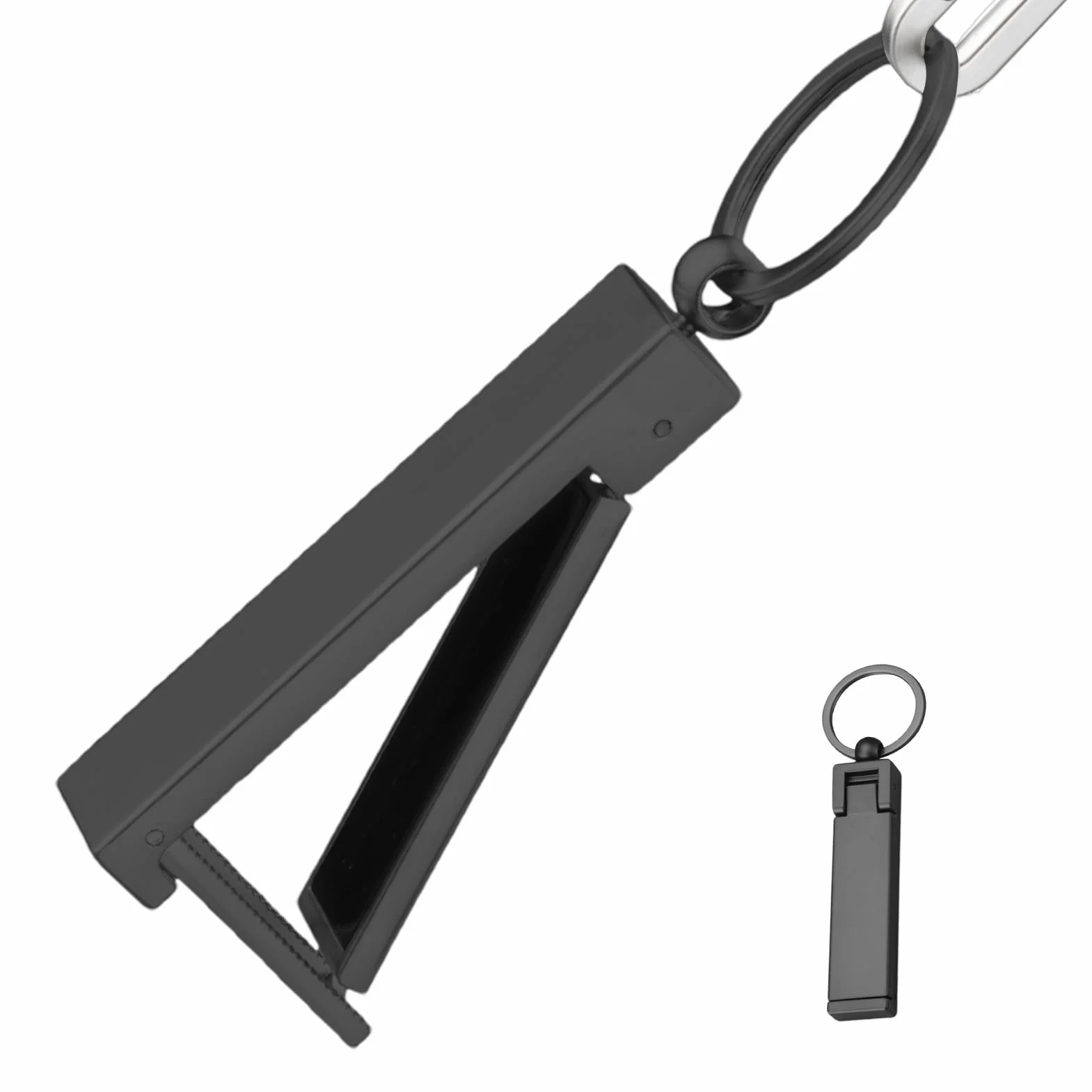 Purse Table Hook - 2.91 Inches Folding Desk Holder for Secure Bag Placement, Space-Saving Function with Smartphone Stand, Keychain Hook for Office & Home Use, Silver Alloy, Portable Carry Accessory