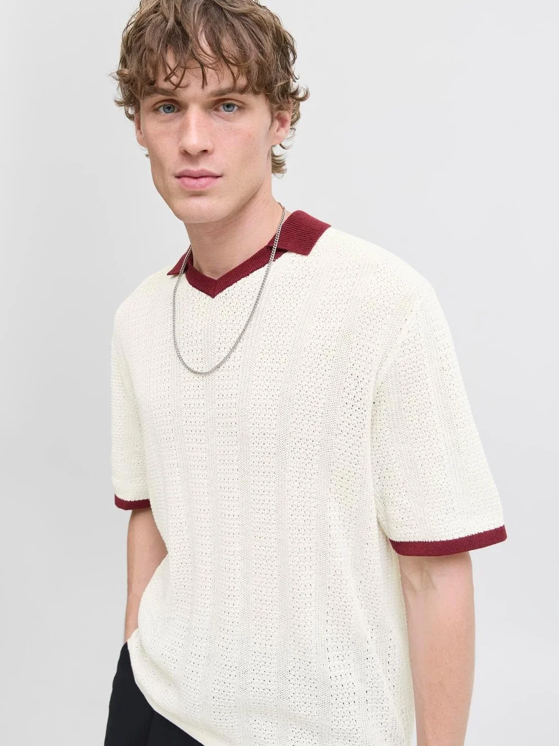 JACK & JONES Jorgramercy Knit Ss Retro Polo, Sea Salt, L