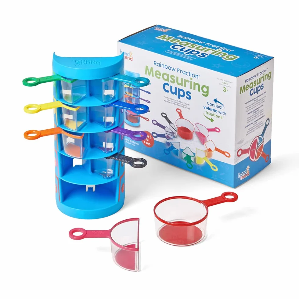 Learning Resources hand2mind Rainbow Fraction Zmierzenie Kubki 9-Kawałek Zestaw