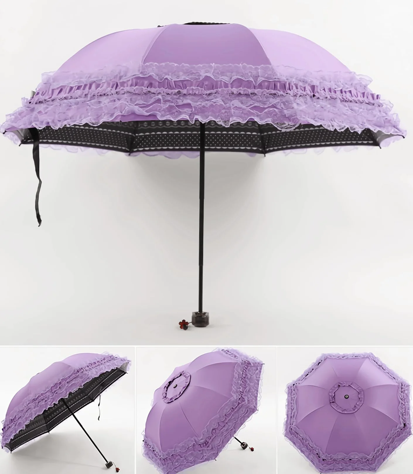 URAWESO Vintage koronkowy parasol gotycki parasol UV ochrona przed słońcem czarownica cosplay sesja zdjęciowa rekwizyty dekoracja na imprezę