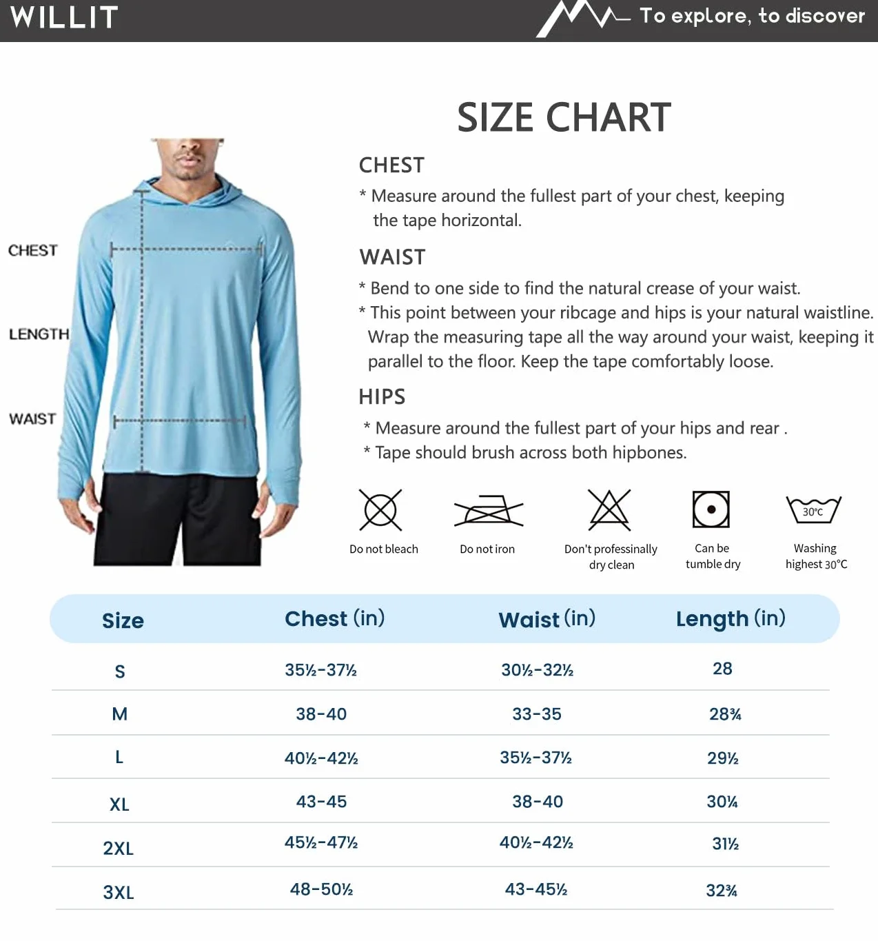WILLIT Męska bluza z kapturem, UPF 50+, ochrona przed słońcem, Rashguard, koszulka z długim rękawem, SPF, wędkarstwo, outdoor, bieganie, wędrówki, lekka