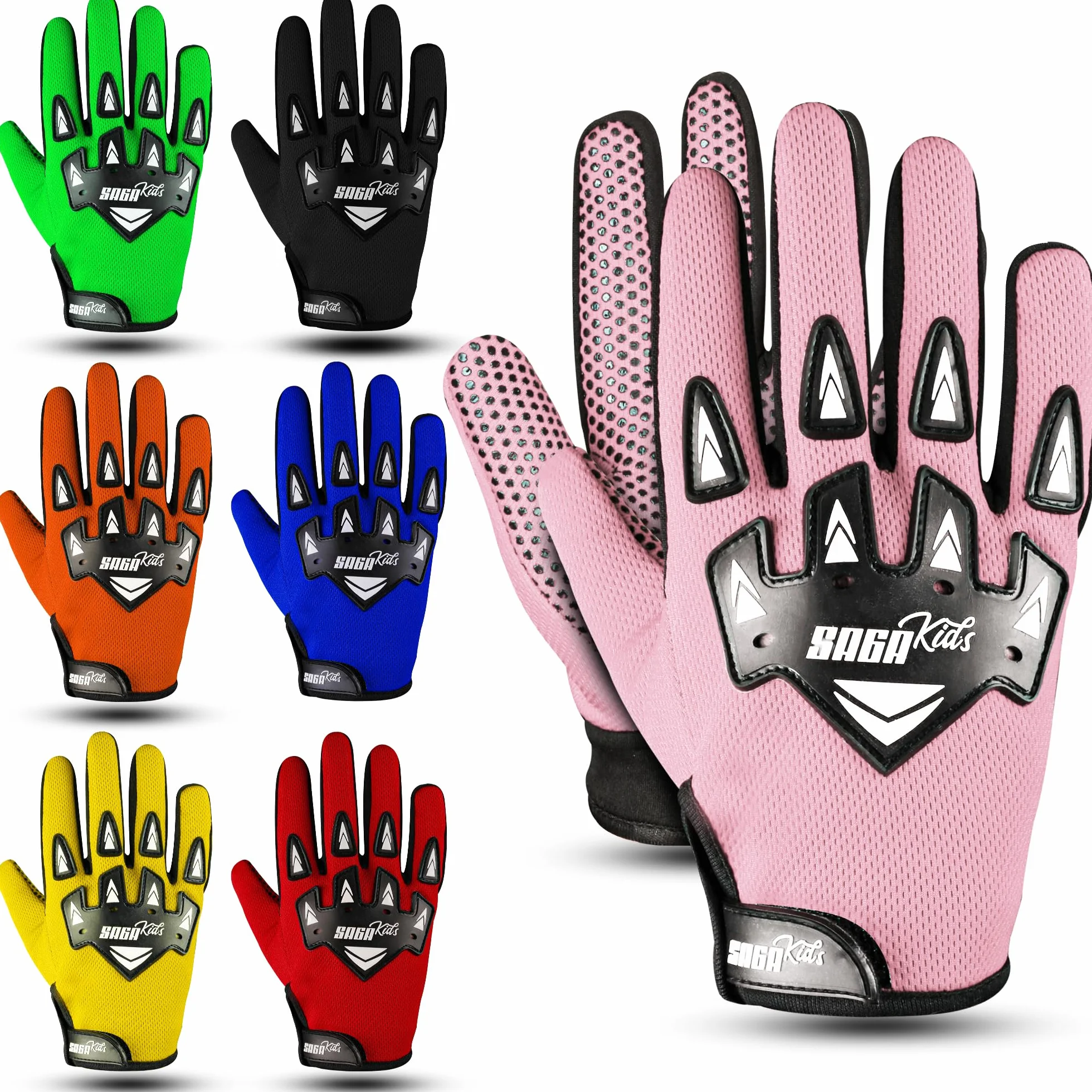Rękawice rowerowe dla dzieci Trwałe i wygodne rękawice motocrossowe Idealna odzież motocyklowa dla Twojego dziecka (Pink, Large [8-10 Yrs])