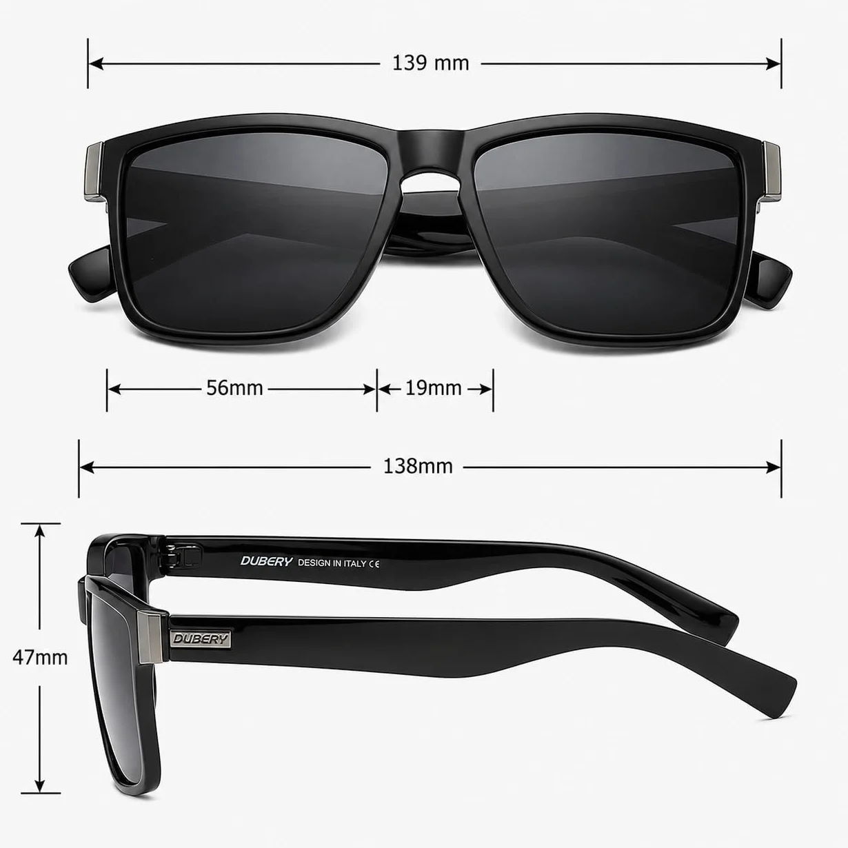 DUBERY Męskie spolaryzowane sportowe okulary przeciwsłoneczne outdoor wyjazd wędkowanie lato okulary czarne czarne D518