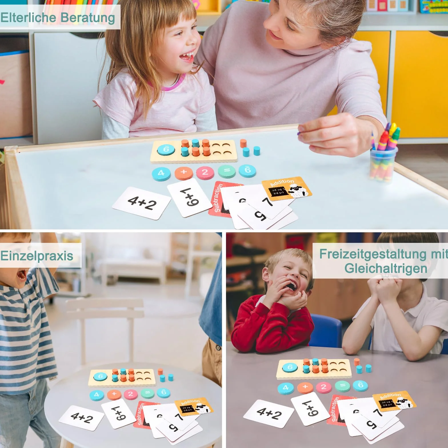 Apomoons Drewniana zabawka matematyczna, zabawki edukacyjne z torbą do przechowywania, Montessori Gry matematyczne dla dzieci, liczby, pierwsza gra edukacyjna prezent dla dzieci 4 5 6 7 lat
