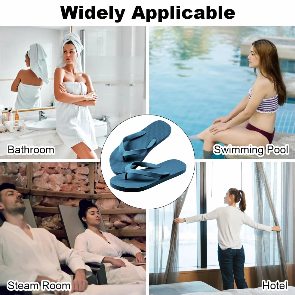 Aomig Unisex Japonki, Damskie i Męskie, Gumowe Klapki, Plażowe Klapki, Buty do Basenu, Czarne, Lekkie, Antypoślizgowe, Płaskie Japonki, Na Wakacje, Plażę, Basen, Galaretkowe Sandały