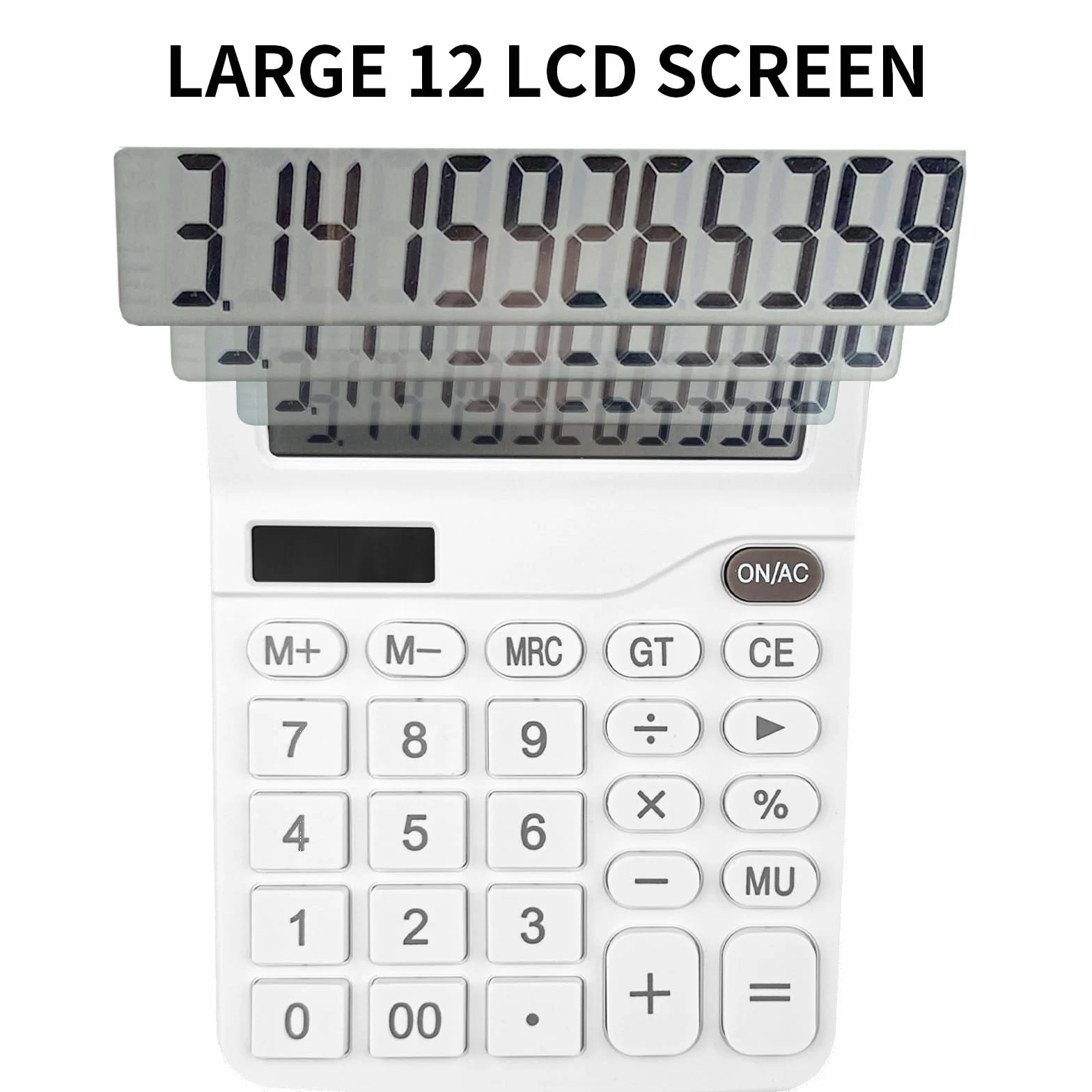 Newaner Kalkulator, kalkulator stołowy z 12-cyfrowym dużym wyświetlaczem LCD, funkcja mini kalkulatora, kalkulator stołowy z dużymi przyciskami, do biura, domu i szkoły, biały