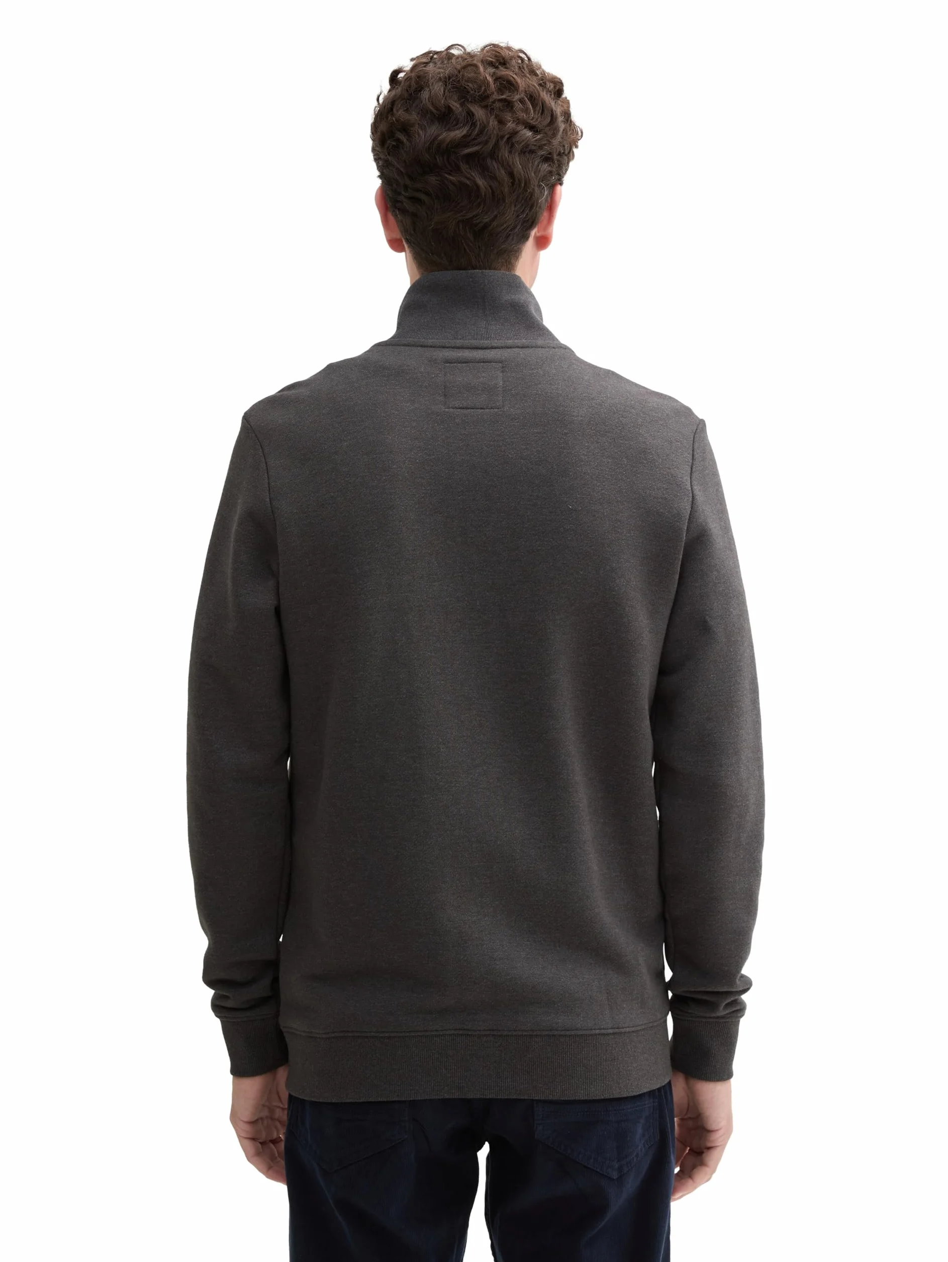 TOM TAILOR Męskie Bluza ze stójką 1021269, 11086 - Dark Grey Melange, XL