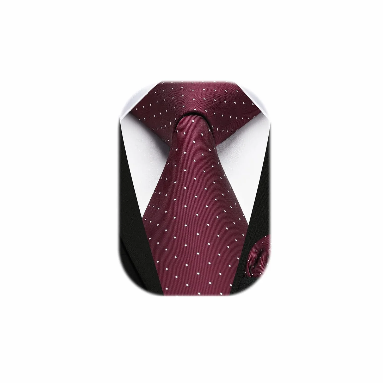 HISDERN Krawaty w kropki dla mężczyzn krawat ślubny chusteczka formalny krawat biznesowy i kieszonkowy kwadratowy zestaw, A burgundy, Rozmiar uniwersalny