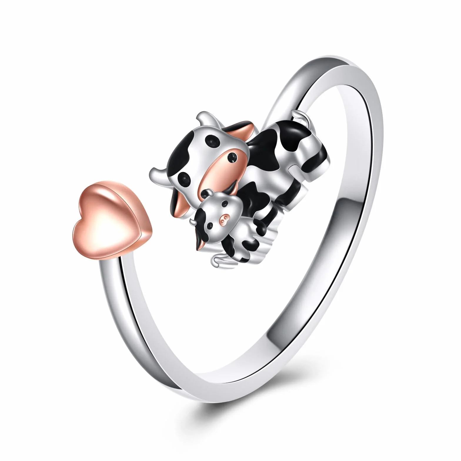 YFN Srebro sterling, uroczy pierścionek ze zwierzęciem, biżuteria zwierzęca na prezent dla kobiet i matek (rozmiar regulowany), 7, Srebro szterlingowe, Bez kamieni szlachetnych