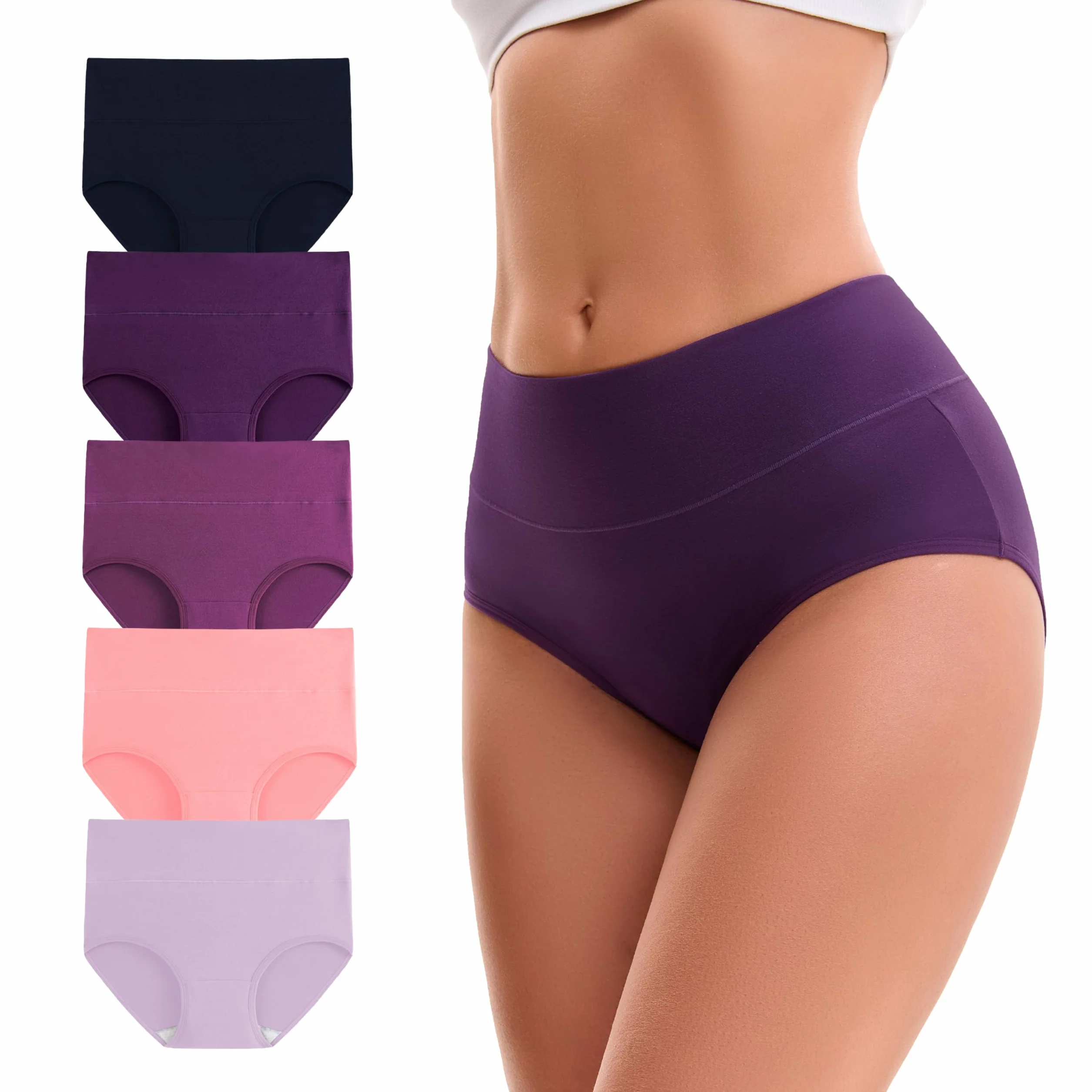 INNERSY majtki damskie, stretch, bawełna, wysoka talia, miękka bielizna, 5 par