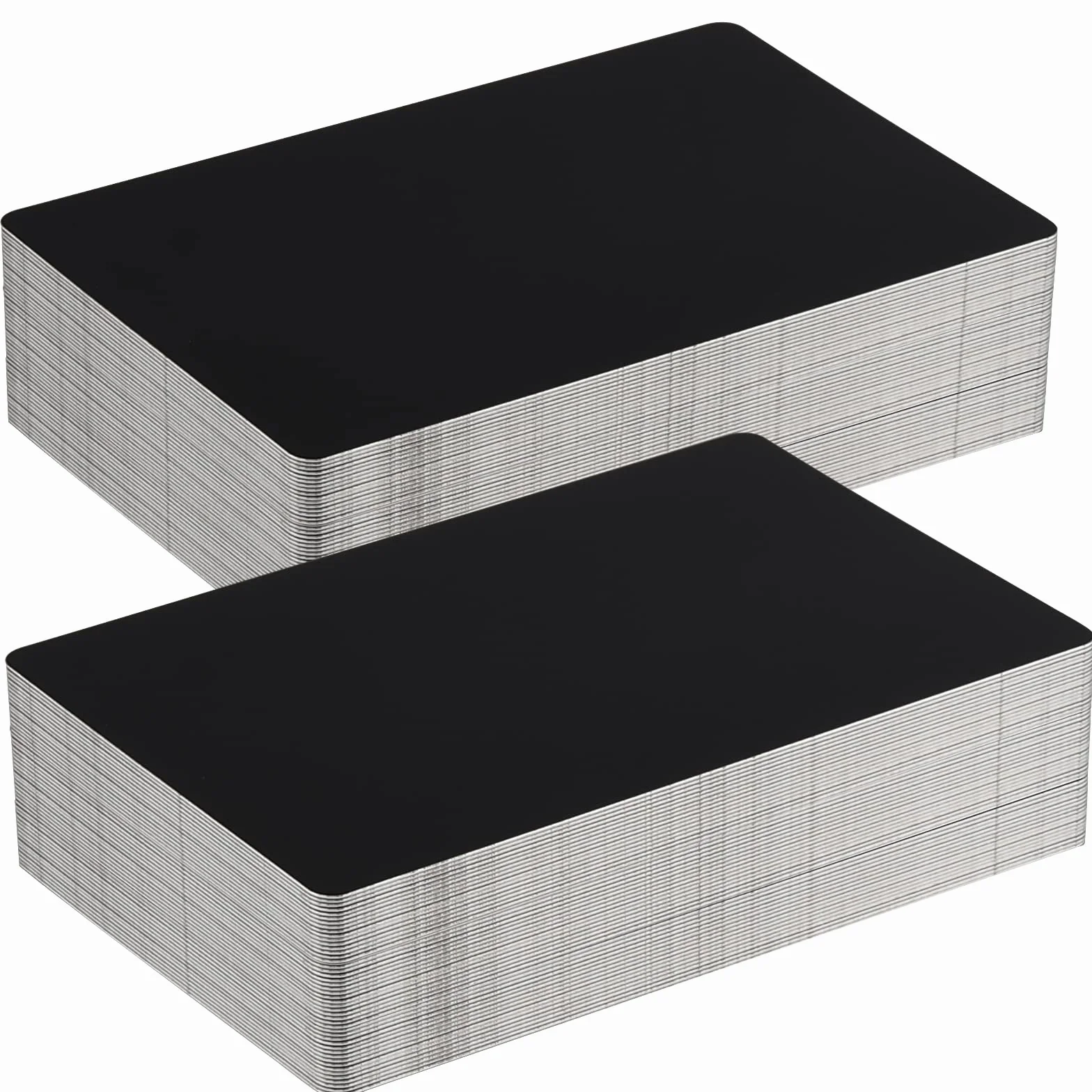 100 sztuk metalowych wizytówek, czarne, aluminiowe, puste kartki, grawerowane laserowo, wizytówki metalowe, karty biznesowe, dla klientów biurowych, zrób to sam", 86 x 54 x 0,21 mm