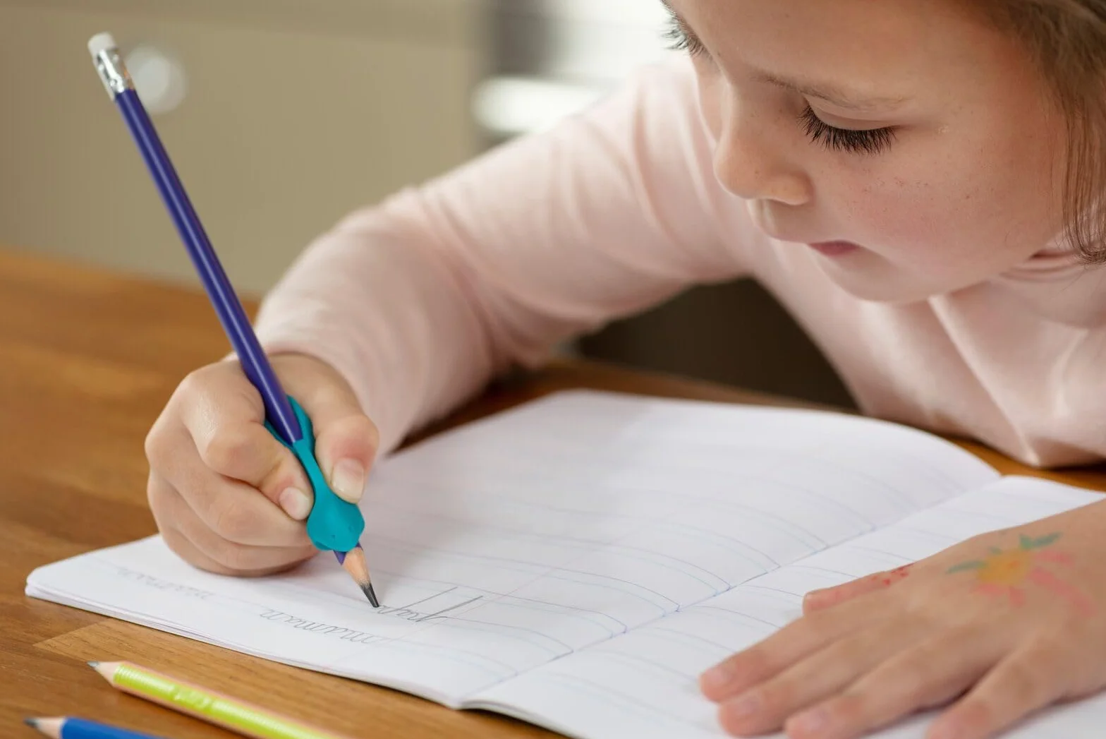 Maped - 10 wyjmowanych prowadnic palców - prowadnica palców w kolorze niebieskim - narzędzie do nauki pisania grafitowego.