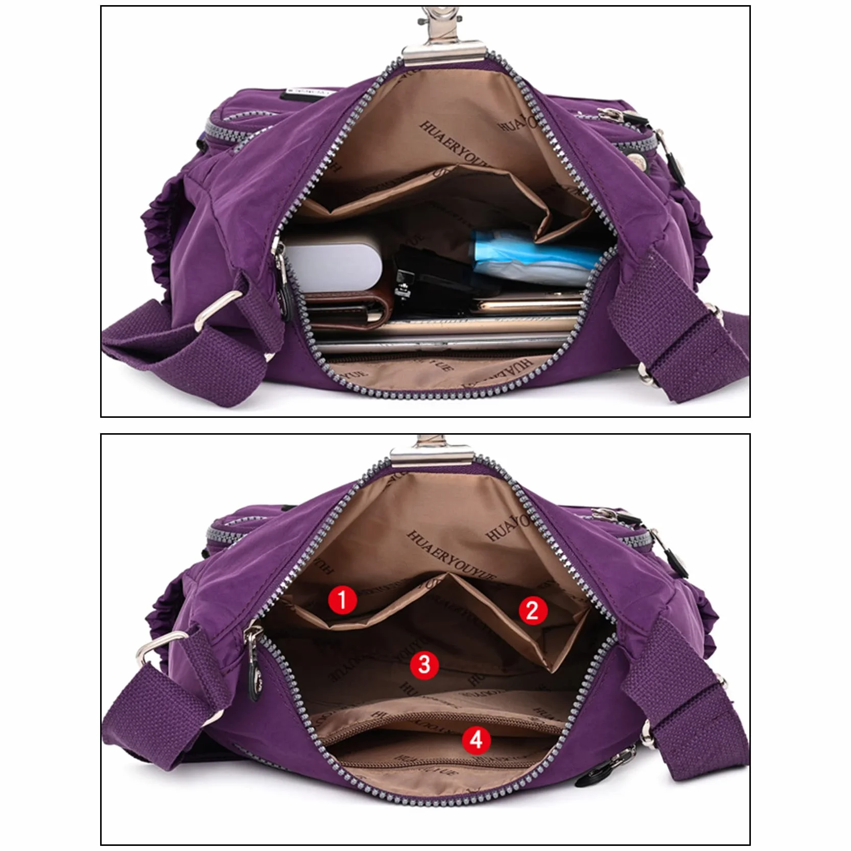 NOTAG Torba crossbody dla kobiet lekka wodoodporna wielokieszeniowa