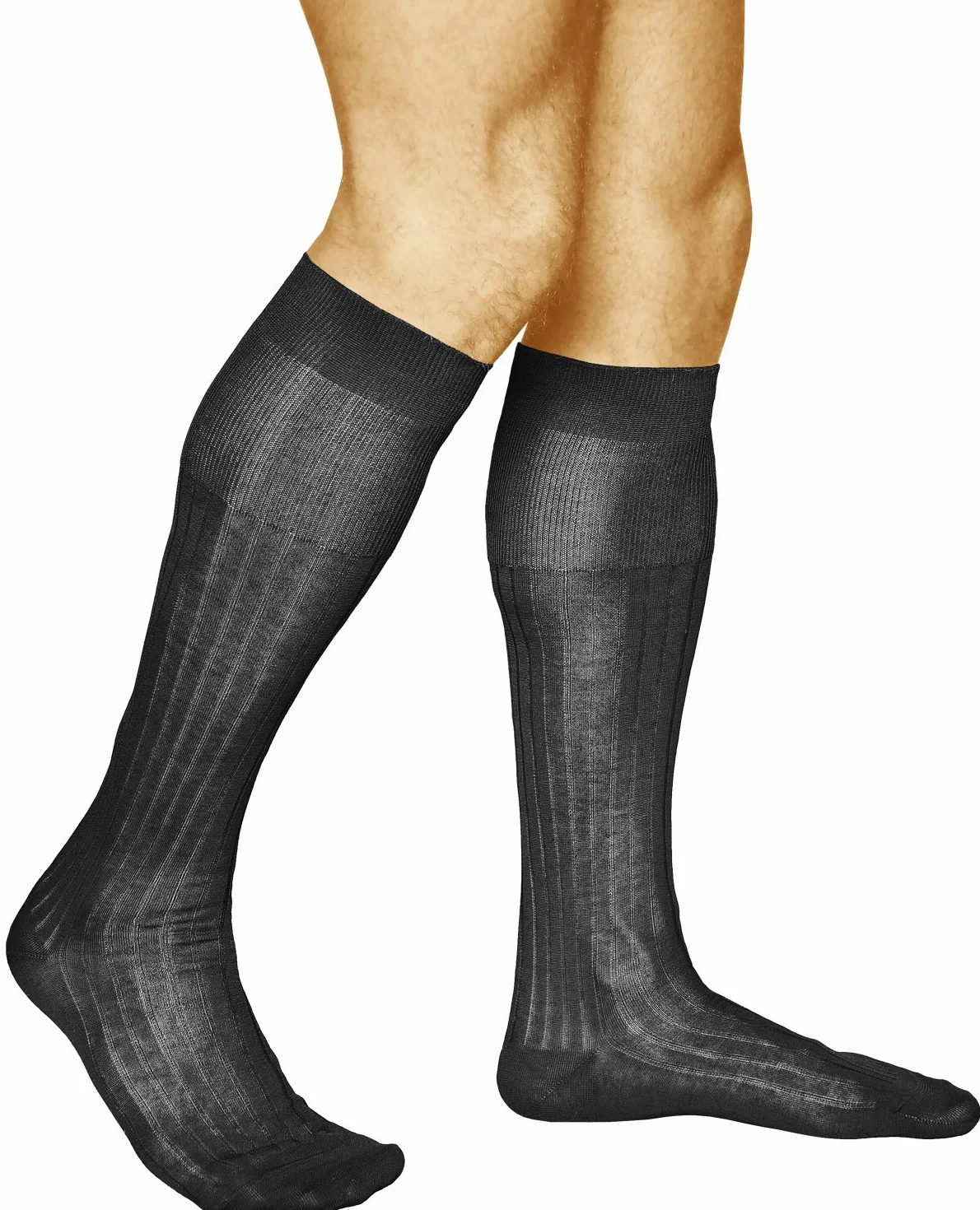 VITSOCKS Podkolanówki Męskie 100% BAWEŁNA Wysokie Skarpetki do Kolan (2 PARY) Eleganckie Prążkowane