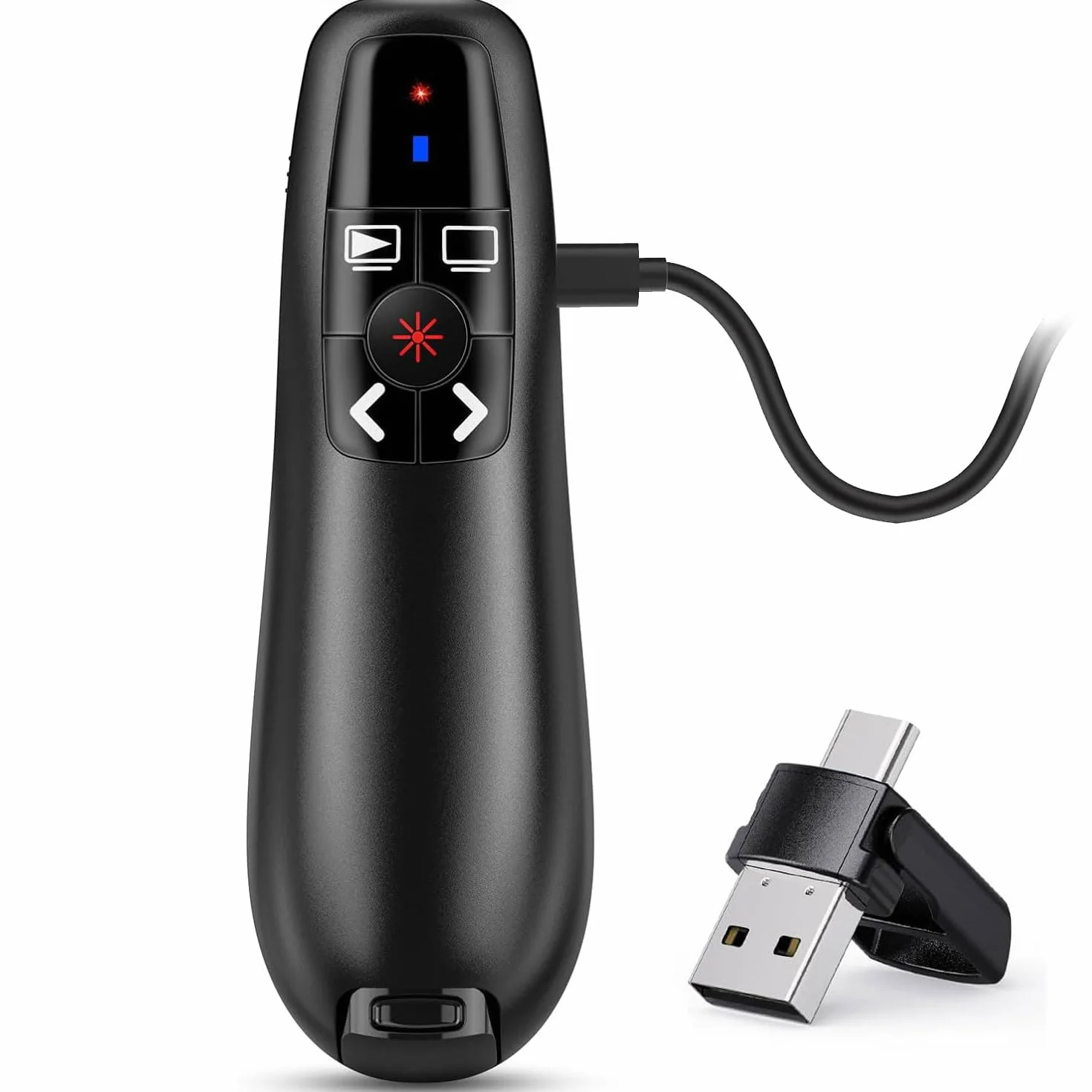 2 w 1 USB typu C Prezentacja Clicker do prezentacji PowerPoint, 2,4 GHz ładowalny bezprzewodowy prezentator pilot prezentacyjny wskaźnik slajdów Advancer PPT Clicker do komputera Mac laptopa