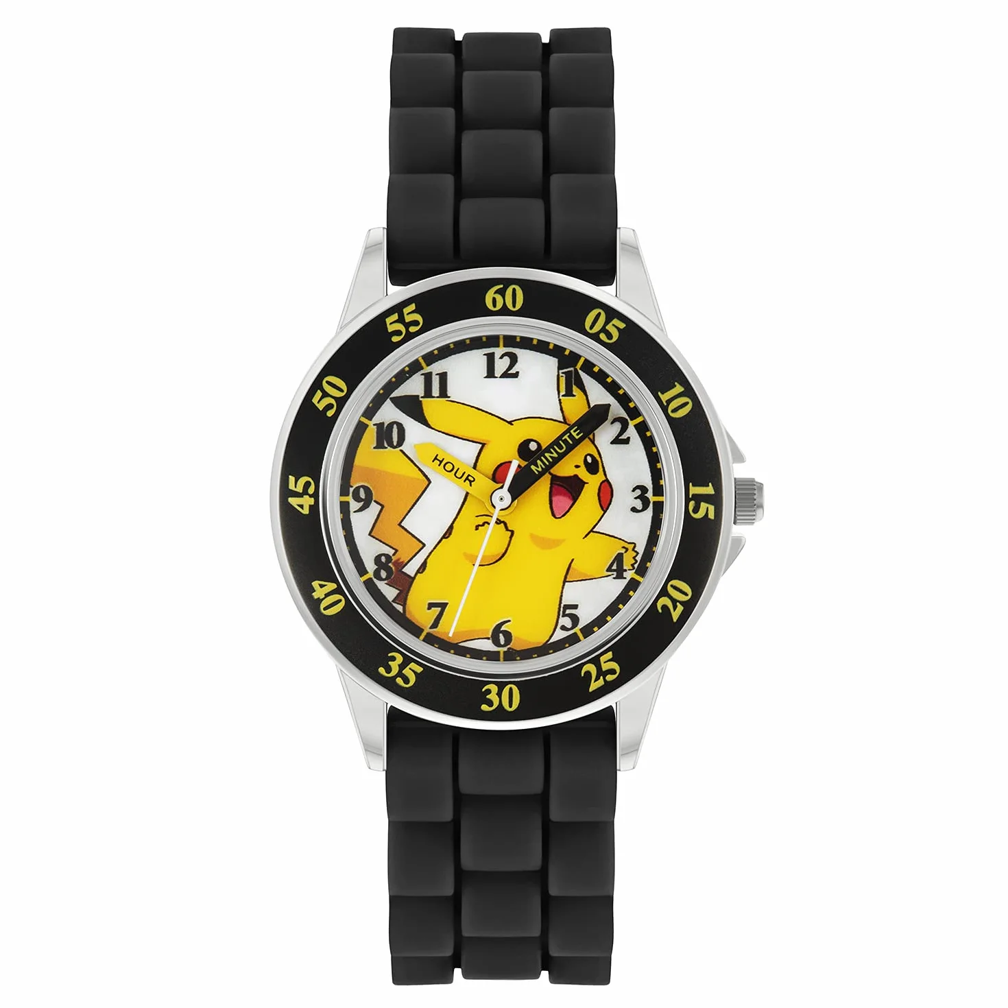 Pokemon Uniseks-dziecięcy analogowy zegarek kwarcowy z silikonowym paskiem POK9048, Czarny, bransoletka