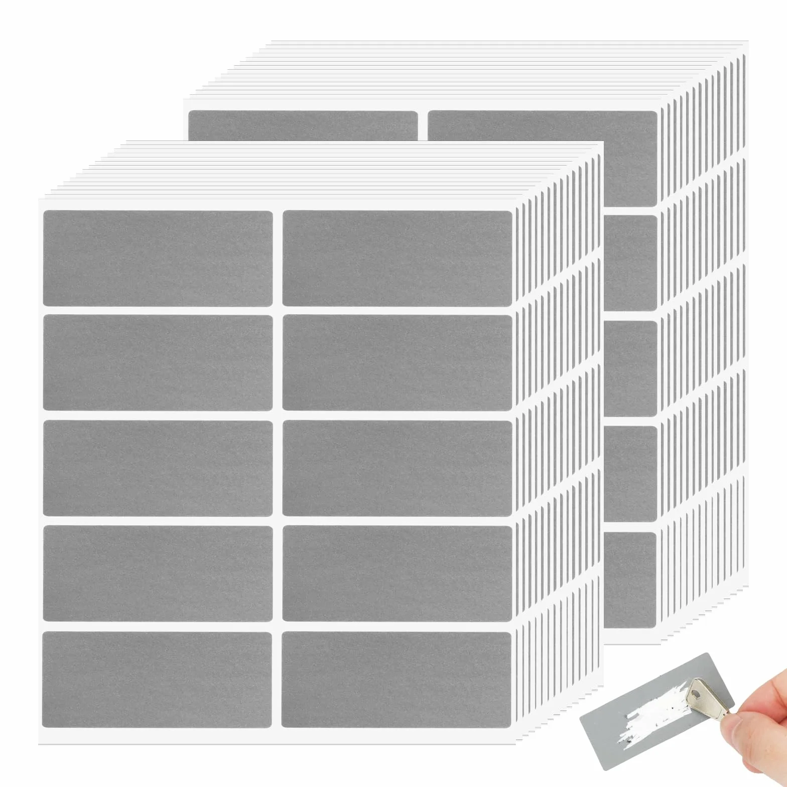 300 sztuk naklejek do zdrapywania, 60 x 25 mm, idealne na bony, zdrapki, naklejki, prezenty, Boże Narodzenie, imprezę, gry, kartki pocztowe, do majsterkowania, na urodziny