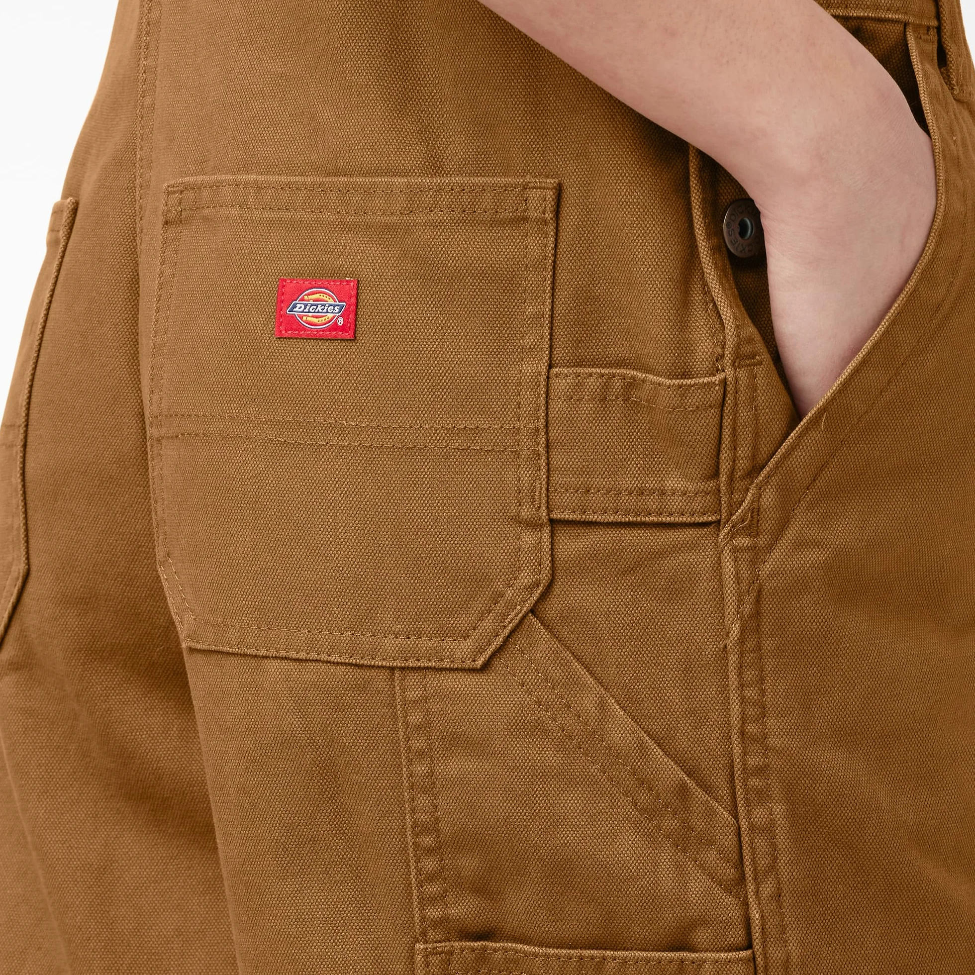 Dickies, Damskie ogrodniczki w swobodnym stylu z prostymi nogawkami, Rinsed Brown Duck, S