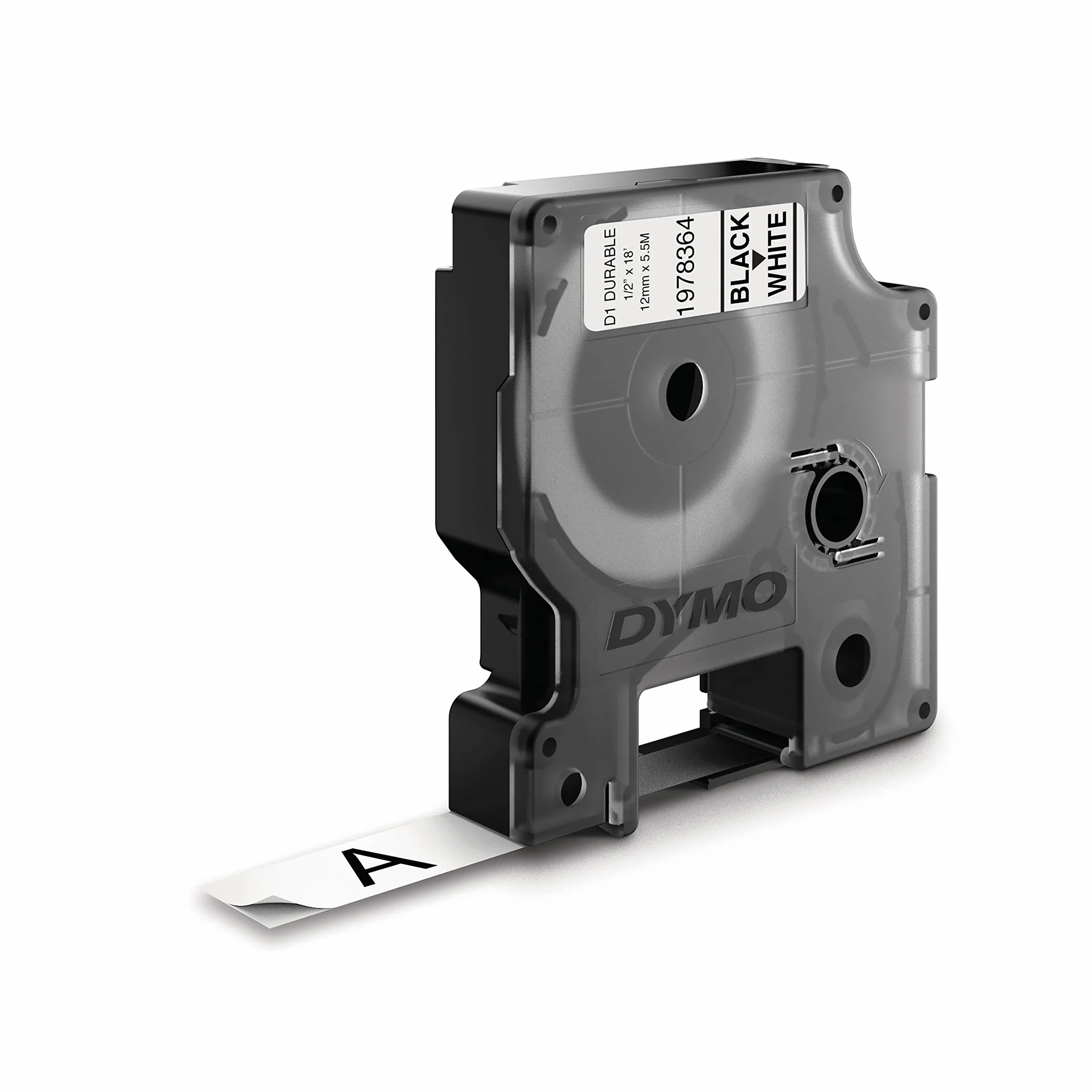 Oryginalne wzmocnione etykiety DYMO D1 Durable | Czarny nadruk na białej taśmie | 12 mm x 5,5 m | Taśma z wytrzymałymi etykietami do drukarek etykiet LabelManager