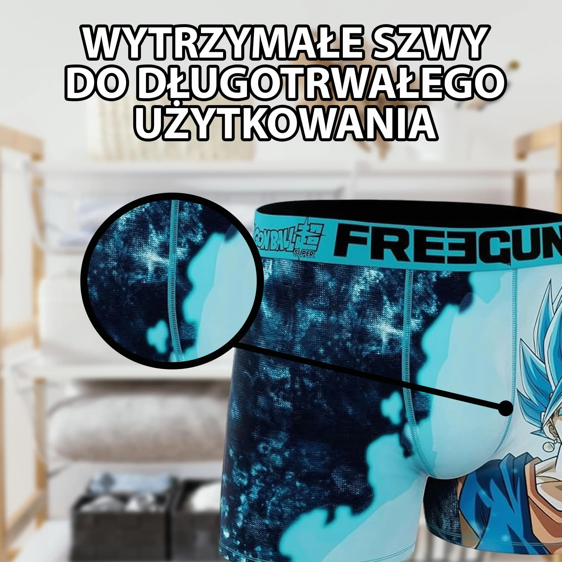 FREEGUN | Bokserki Chłopięce Fusion | Nadruk Dragon Ball Vegetto | Miękkie i Wygodne | Bielizna Sportowa | Bokserki Poliestrowe | Materiał Przeciw Otarciom | Bielizna dla Chłopców | 14/16