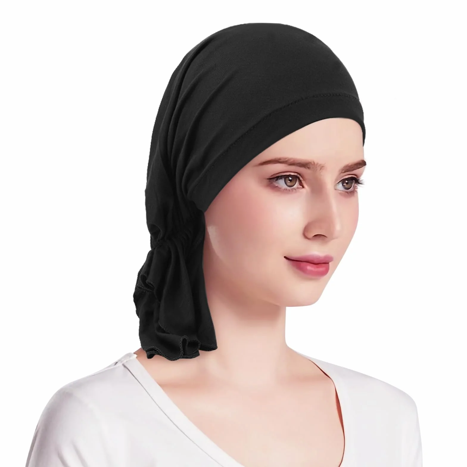 Czapka chemio, elegancka czapka turban dla kobiet, czapka z chemioterapią dla kobiet, czapka na wypadanie włosów, czapka z nadrukiem bandany do chemioterapii, Czarny nadruk