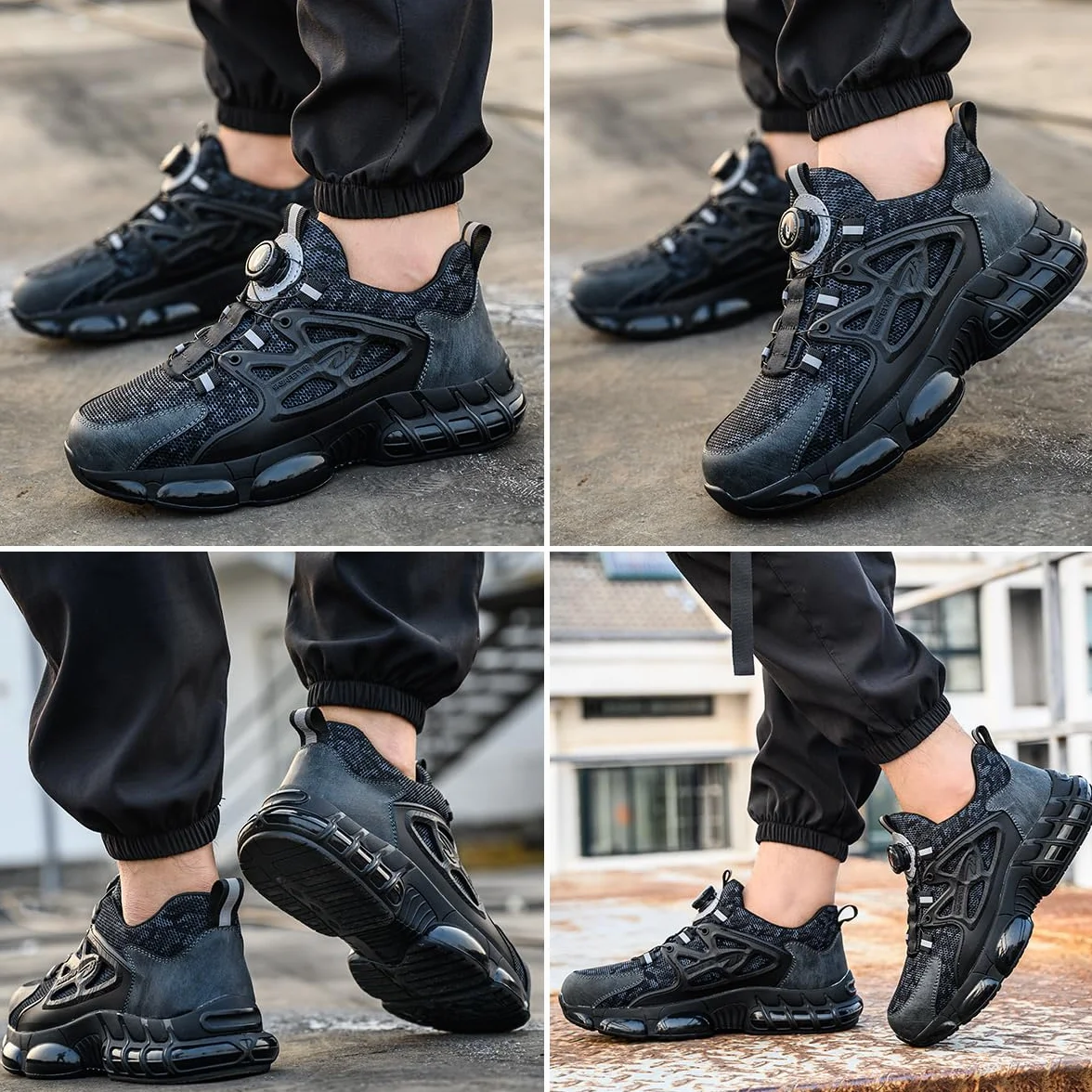 Obuwie ochronne dla mężczyzn i kobiet, stalowe noski, lekkie wygodne buty ochronne, buty robocze, oddychające, wygodne, z obrotową klamrą na sznurowadła