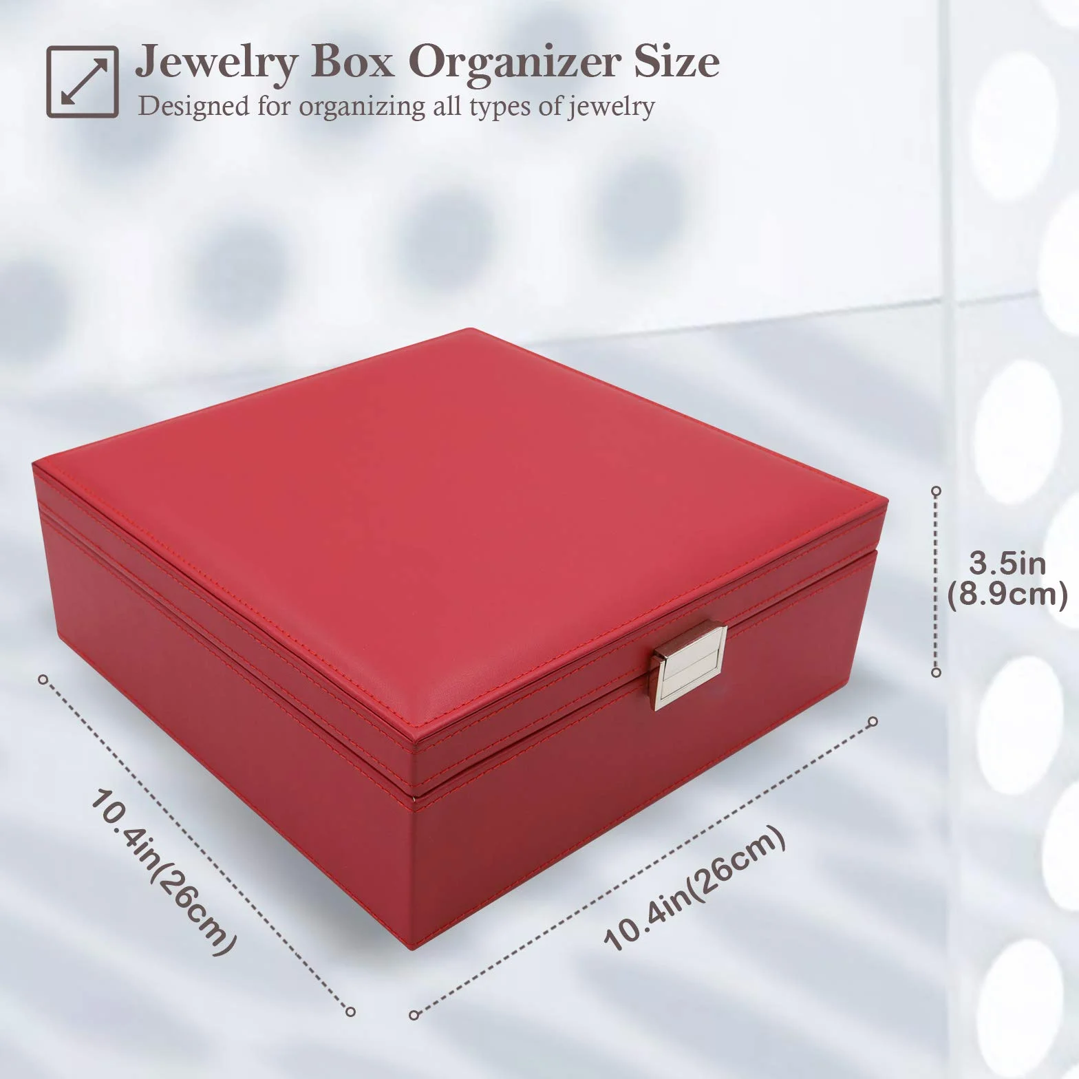 ProCase dwupoziomowa szkatułka na biżuterię z lusterkiem, pudełko, do przechowywania, etui przenośne, duża pojemność, do biżuterii, organizer na biżuterię i zegarki, czerwona