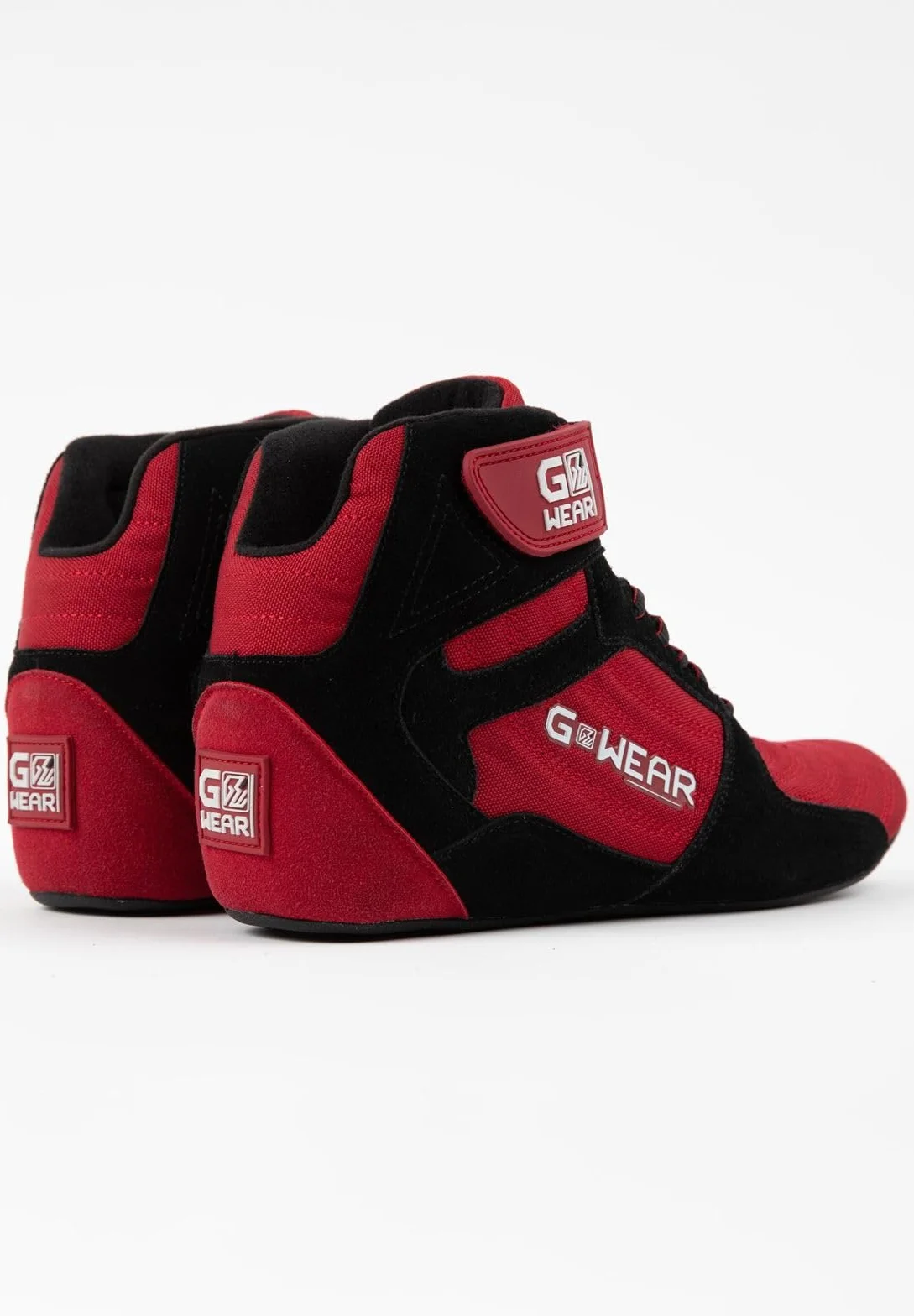 Gorilla Wear Gwear Pro High Tops czerwono-czarne buty do kulturystyki i fitnessu z logo, lekkie, wygodne, idealne na siłownię, sport, trening siłowy