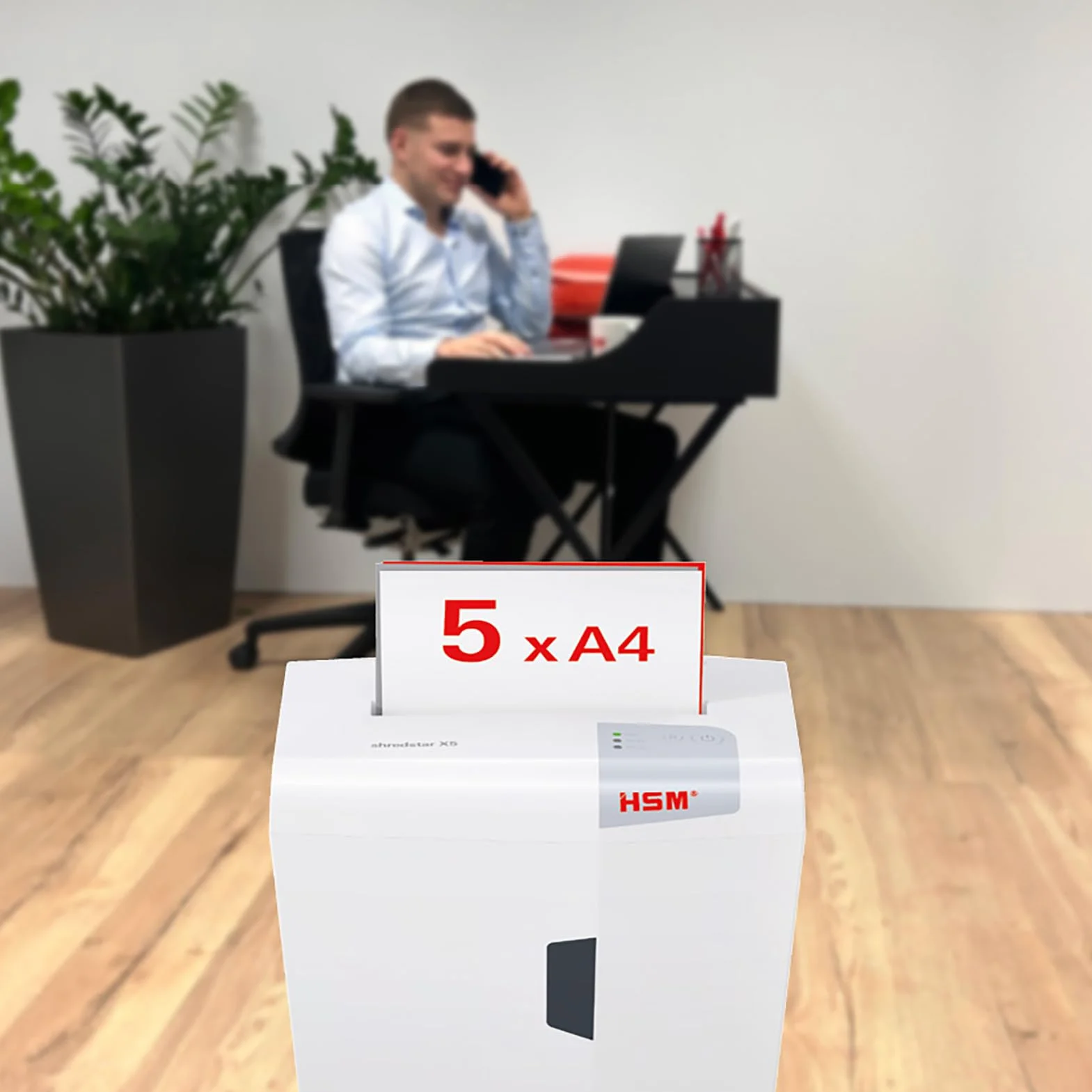 HSM Shredstar X5 niszczarka dokumentów, poziom bezpieczeństwa P-4, 5 arkuszy (cięcie cząstek) z niszczarką CD