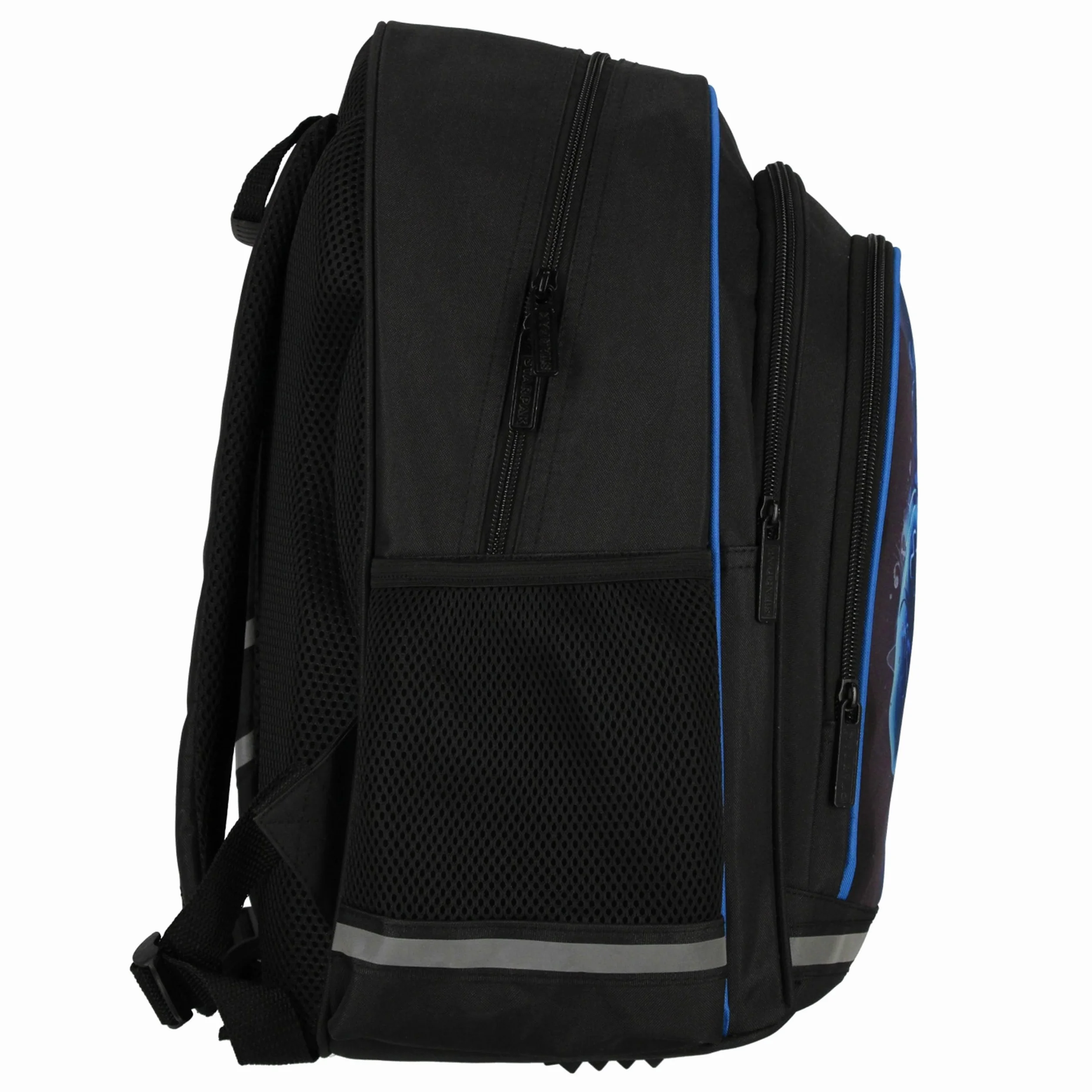 Niebiesko-czarny, USZTYWNIANY plecak szkolny dla chłopca, z odblaskami, dla gracza gamepad 40x29x20cm, 23l (Czarno-niebieski Gamer)
