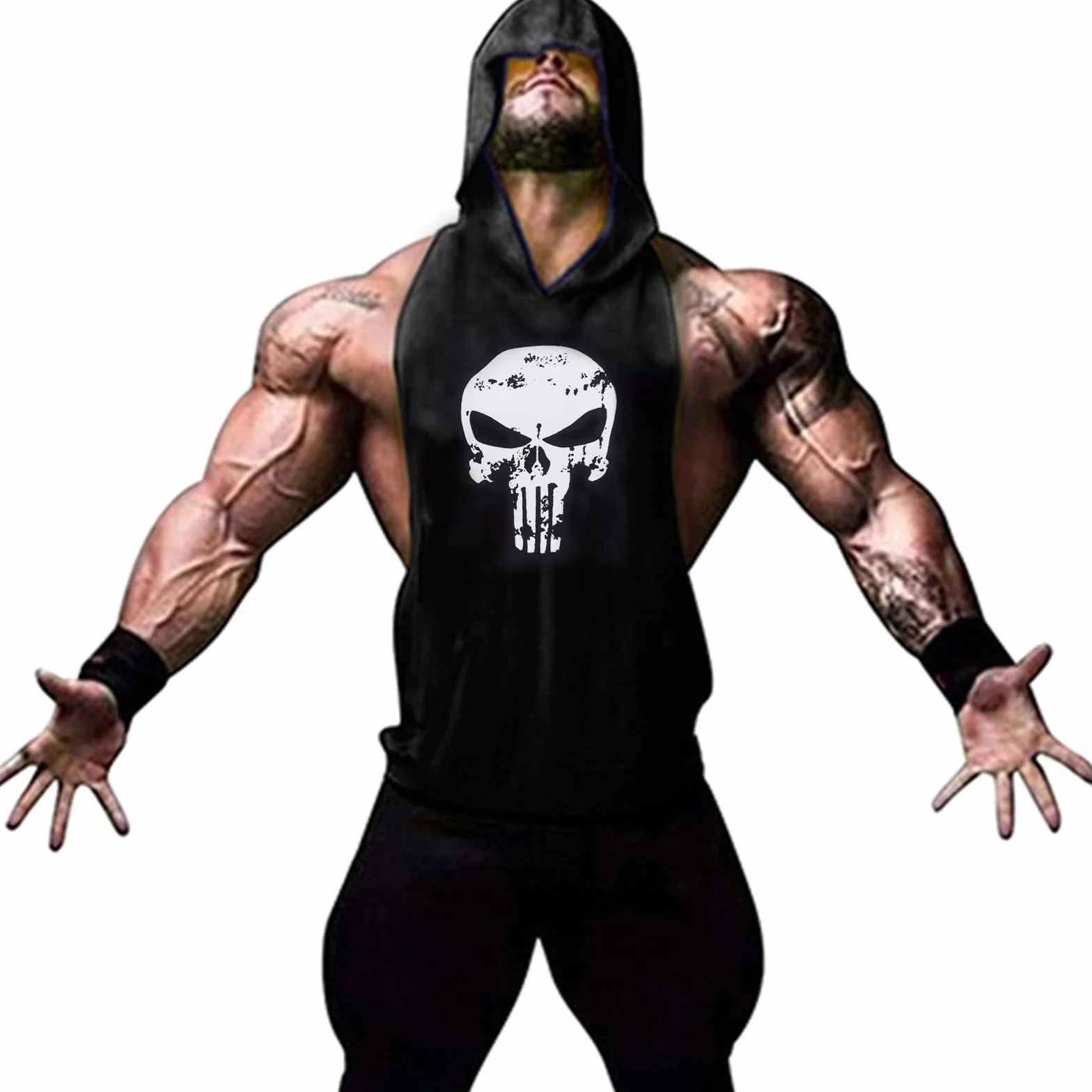 Męska moda siłownia bluza z kapturem męska kulturystyka Stringer Tank Top Muscle koszulka bez rękawów 6 kolorów, a, XL