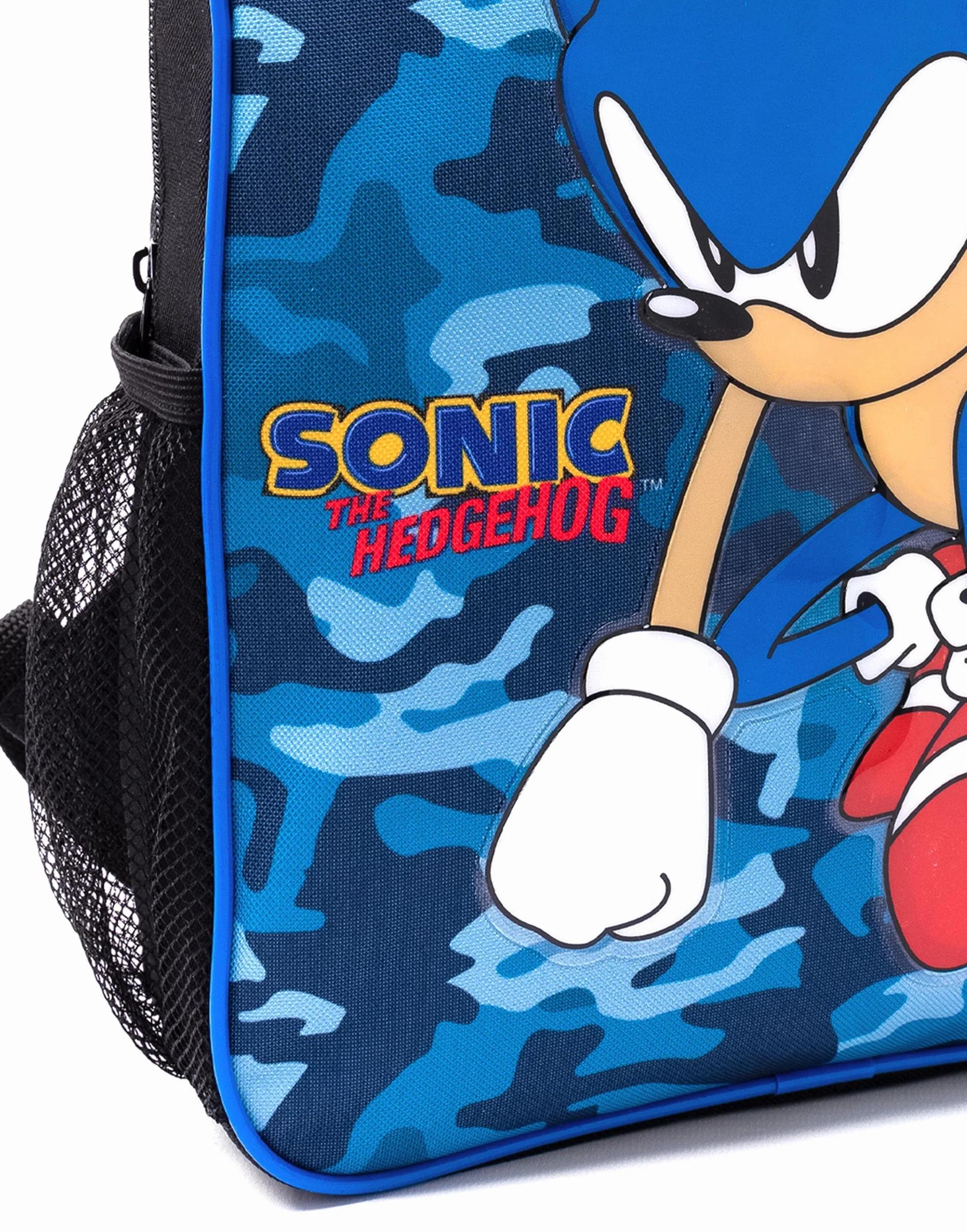 Sonic The Hedgehog Plecak dla chłopców | dziecięcy granatowy plecak szkolny moro, piórnik, butelka na wodę | gadżety do gier, NIEBIESKI, Rozmiar uniwersalny