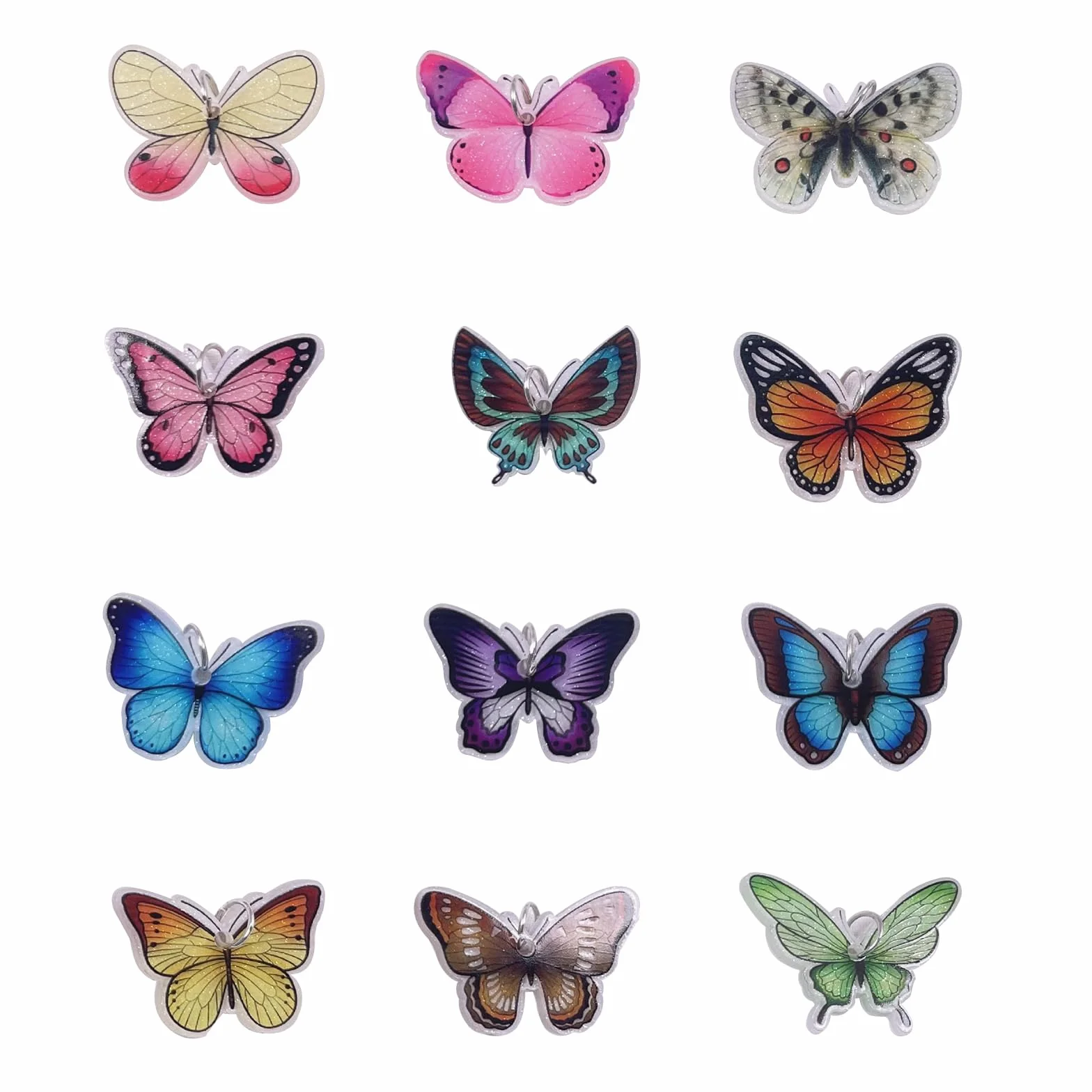 MIGIFTDY 24 szt. akrylowe ozdoby motylkowe urocze akrylowe kolczyki i naszyjnik zestaw morpho motyl zestawy biżuterii dla kobiet dziewcząt amulet motyl prezenty, Akryl