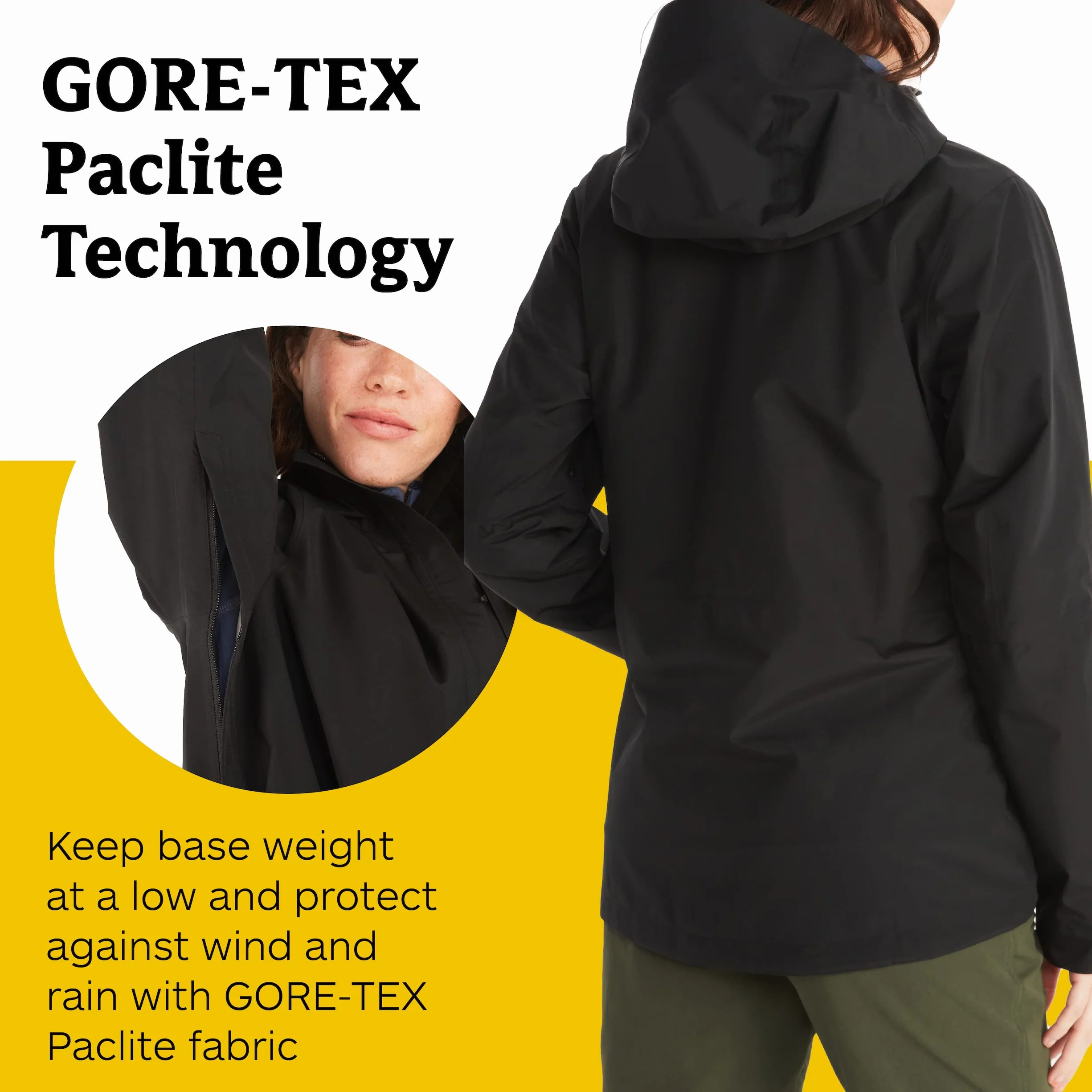 Marmot Kobiety Wm's Minimalist Jacket, Wodoodporna kurtka przeciwdeszczowa GORE-TEX, oddychający płaszcz przeciwdeszczowy z kapturem, lekka wiatrówka hardshell na wędrówki, Black, M