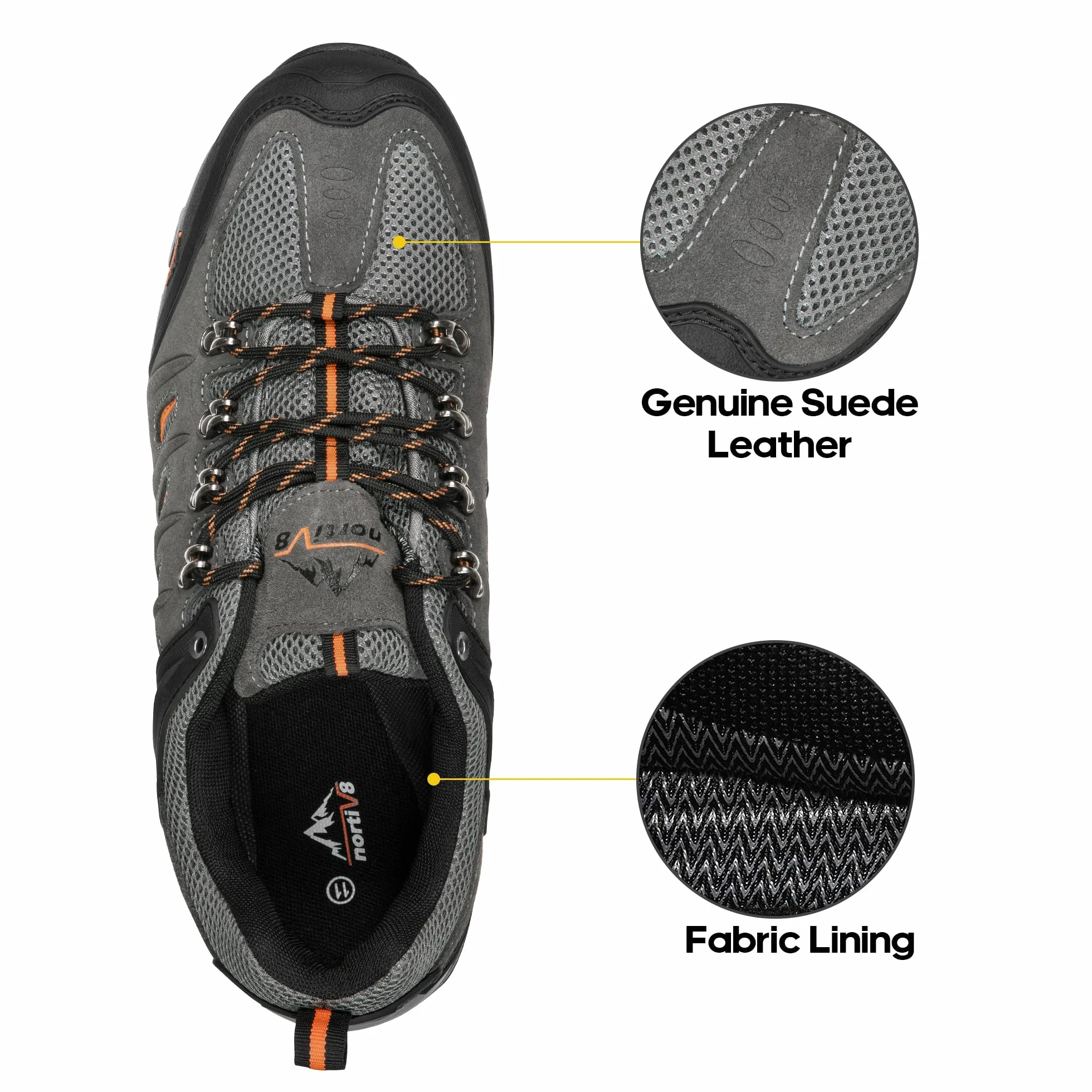 NORTIV 8 Męskie wodoodporne buty turystyczne, skórzane, niskie buty turystyczne do aktywności na świeżym powietrzu, trekkingu, na kemping, spacery
