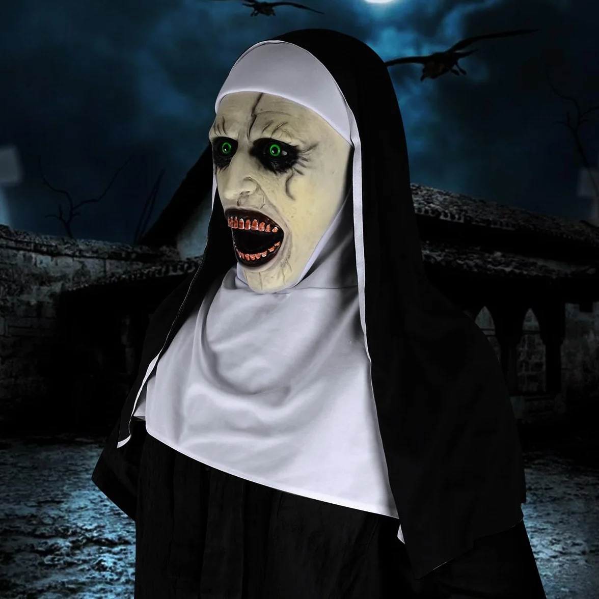 Maska Halloween zakonnica maska ​​horroru Dekoracja Halloween, maska ​​zakonnicy cosplay straszna maska ​​Maski Halloween kostium, maska ​​lateksowa maski szkieletowe horror dekoracja na Halloween