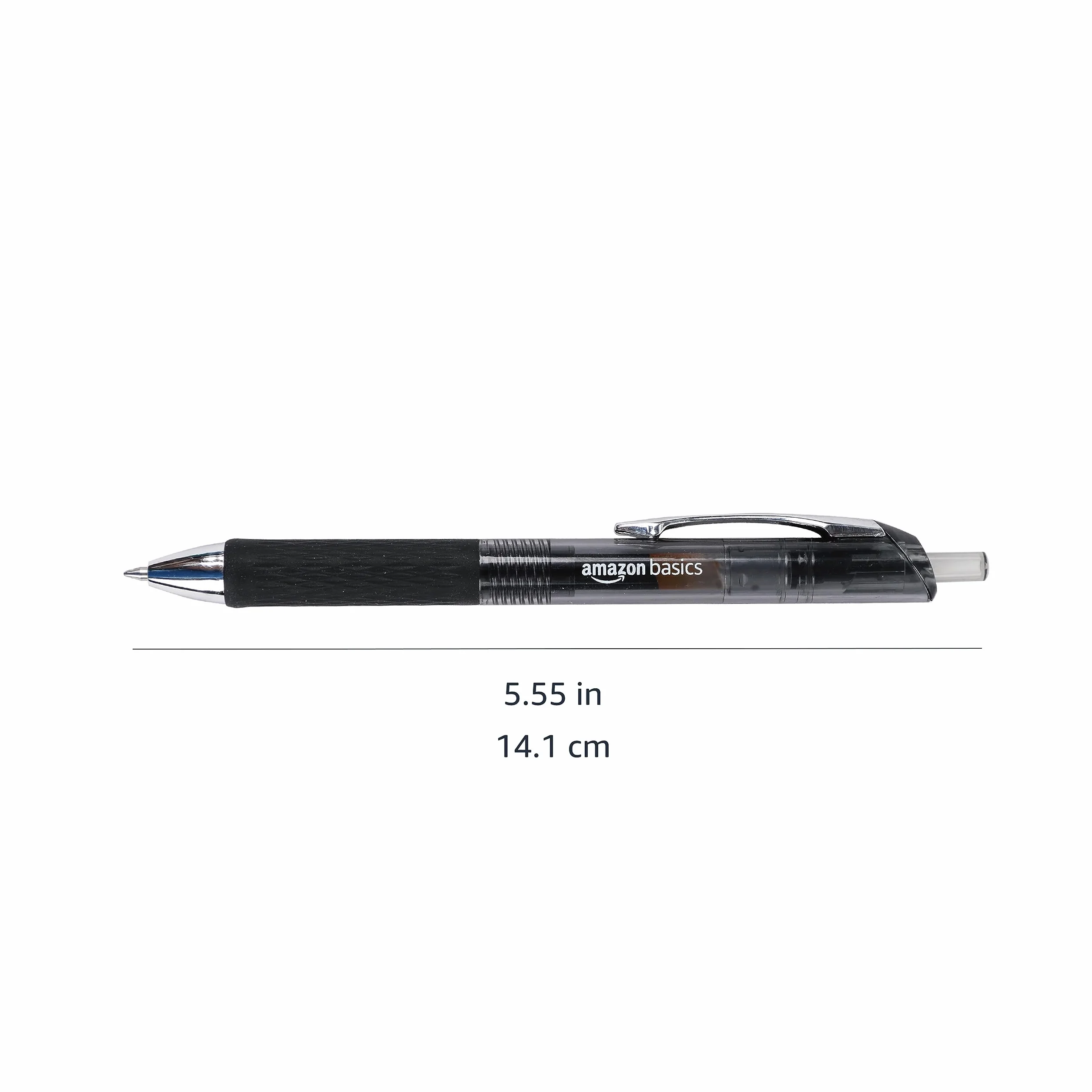 Amazon Basics Wysuwany Długopis Żelowy, Cienka Końcówka (0,7 mm), Czarny, 12 szt., Opakowanie 1 Zest.