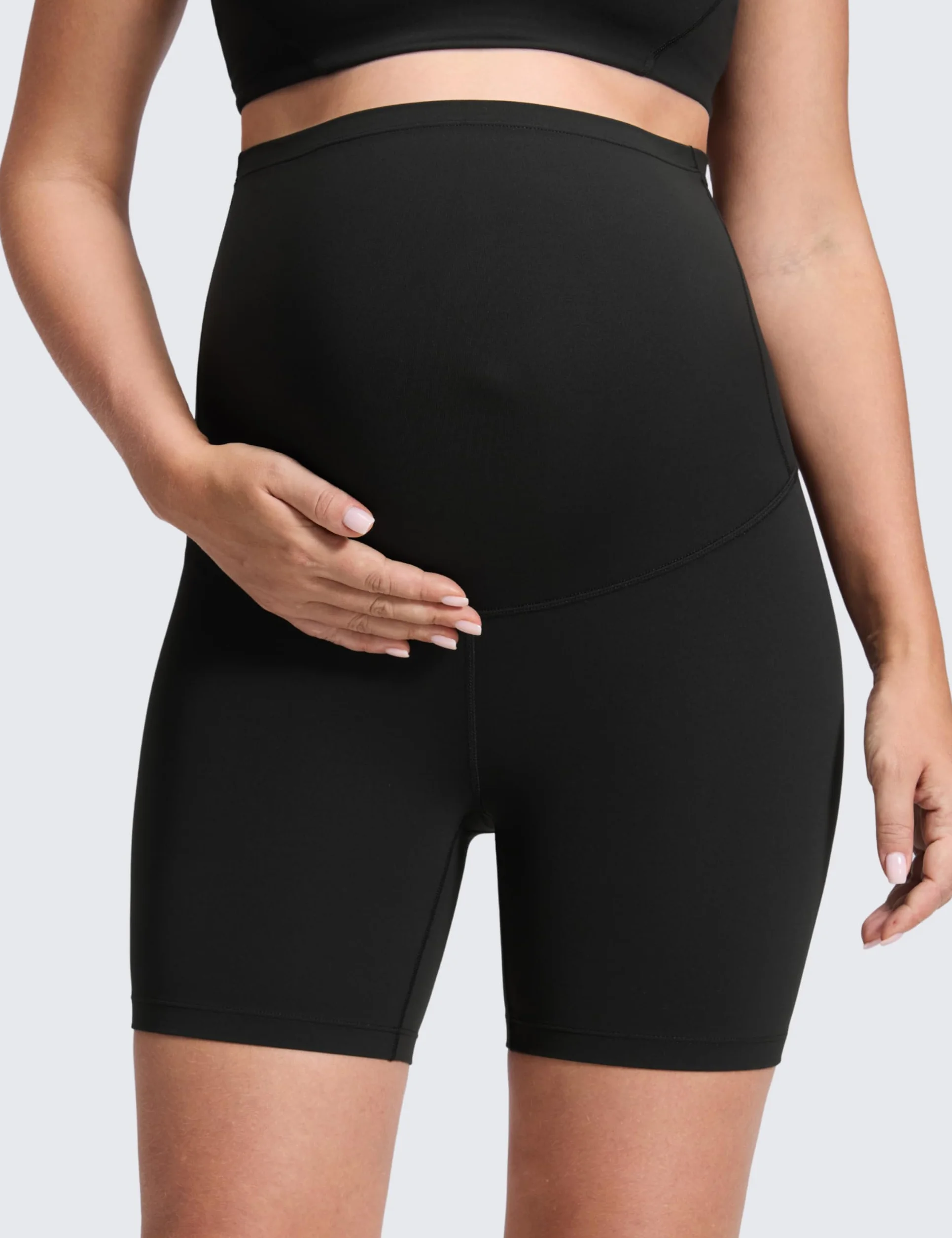 CRZ YOGA Damskie szorty ciążowe Butterluxe Biker zakrywające brzuch do jogi i ćwiczeń odzież sportowa - 15cm