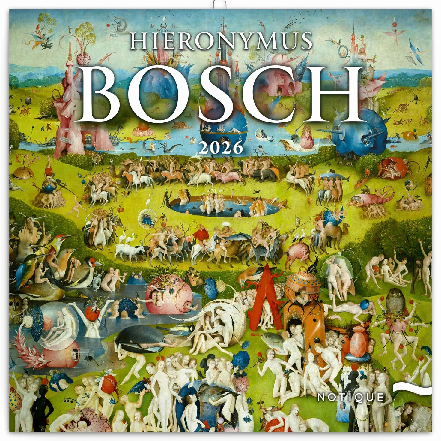 NOTIQUE Kalendarz ścienny 2026 Hieronymus Bosch Kalendarz, kalendarz broszurowy z kalendarzem miesięcznym, kalendarz broszurowy 30 x 30 cm (30x60 otwarty)