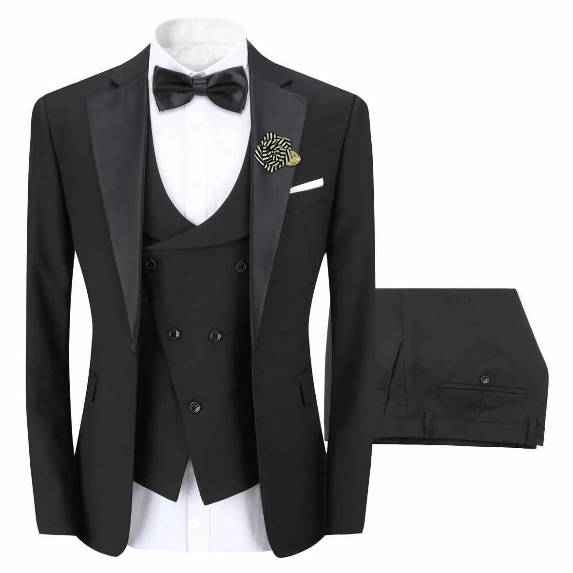 Sliktaa Męski 3-częściowy garnitur jeden guzik slim fit formalny ślub kolacja garnitur marynarka kamizelka i spodnie wielokolorowe