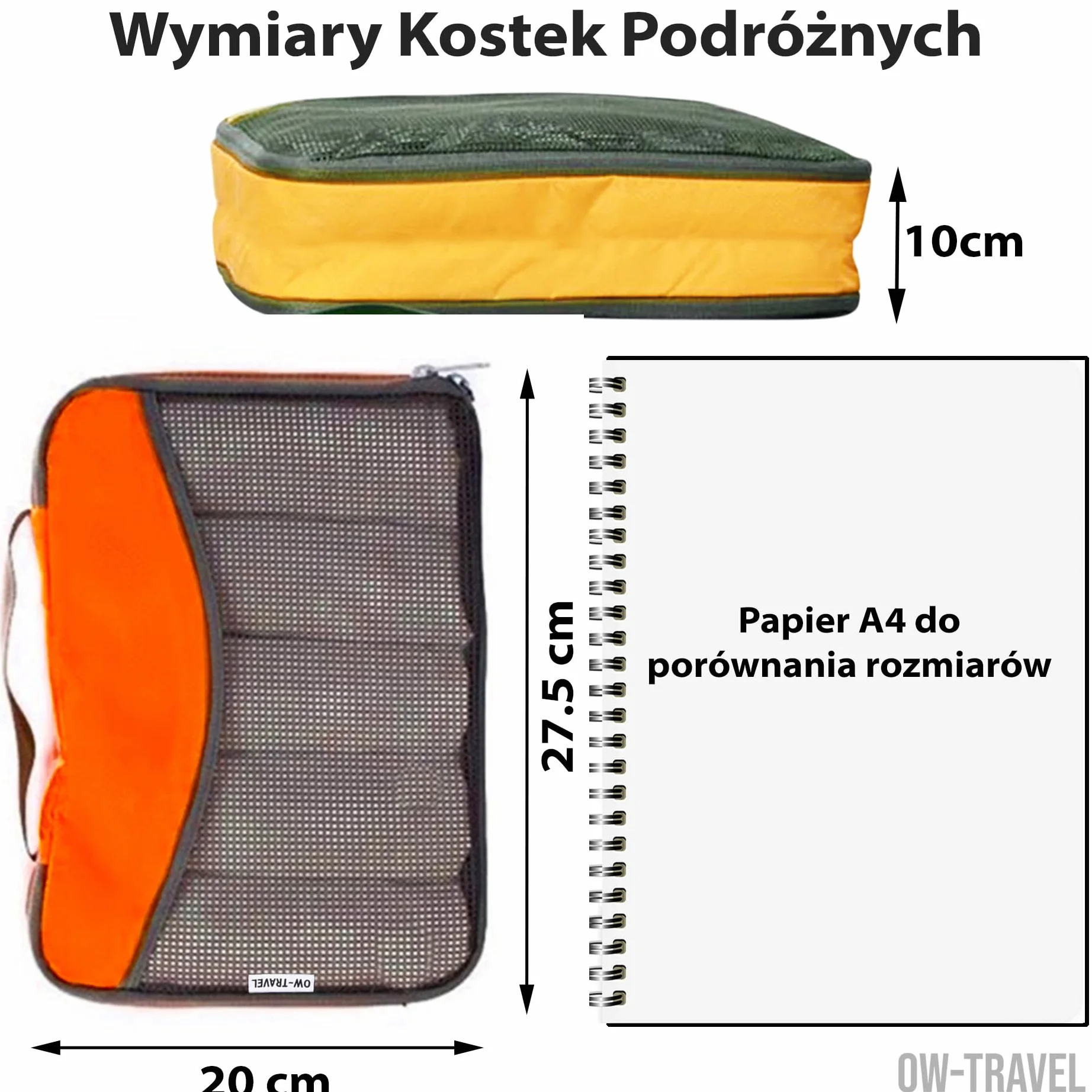 OW-Travel Kostki do Pakowania Walizki (4 Kolorowe) Łatwe Zorganizowania Organizer Podróżny do Walizki. Przechowywanie Ubrań Packing Cubes Organizer Podrozny Bagażu, Plecaka, Toreb