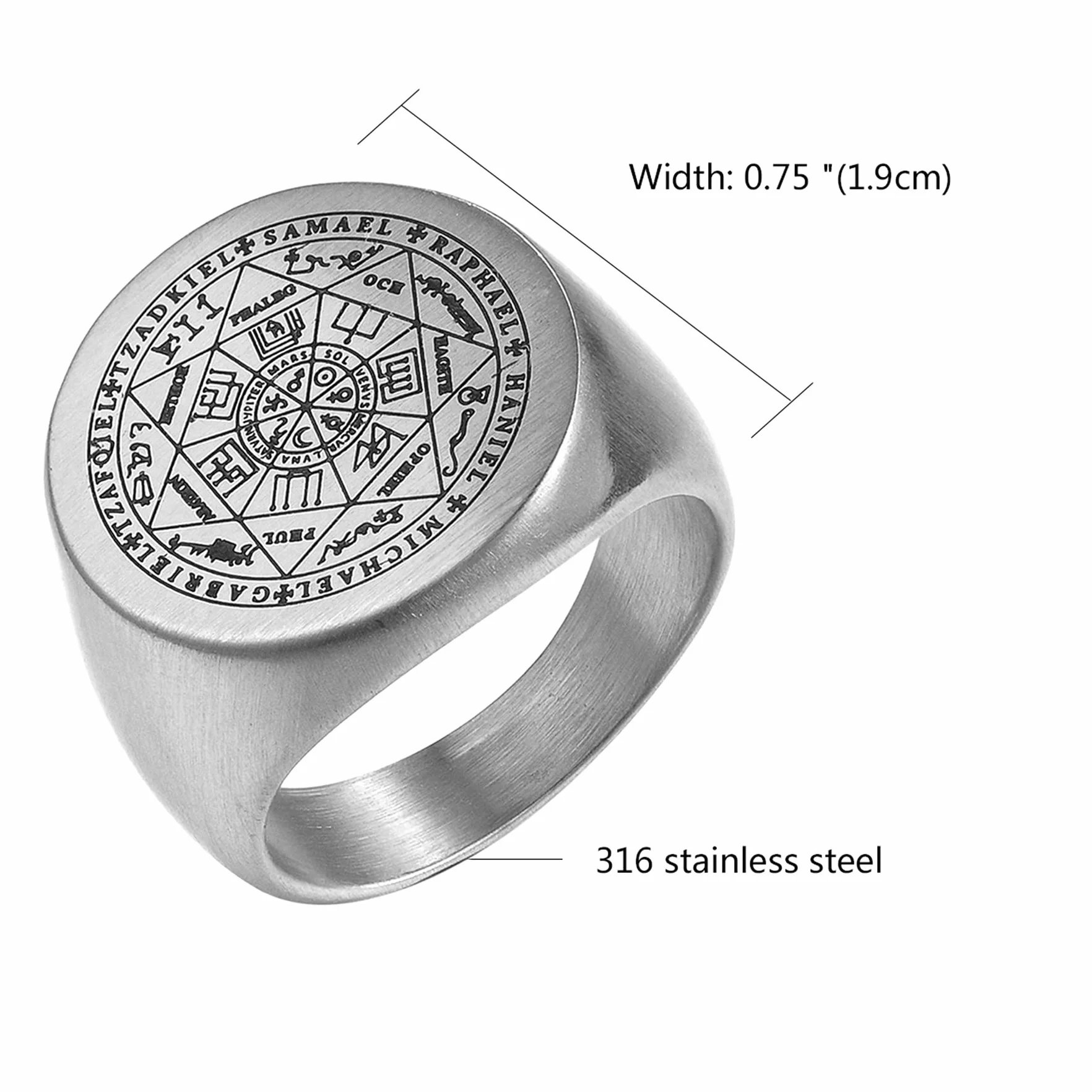 JewelryWe Vintage Seven Angels Secret Star Rune męski pierścionek ze stali nierdzewnej