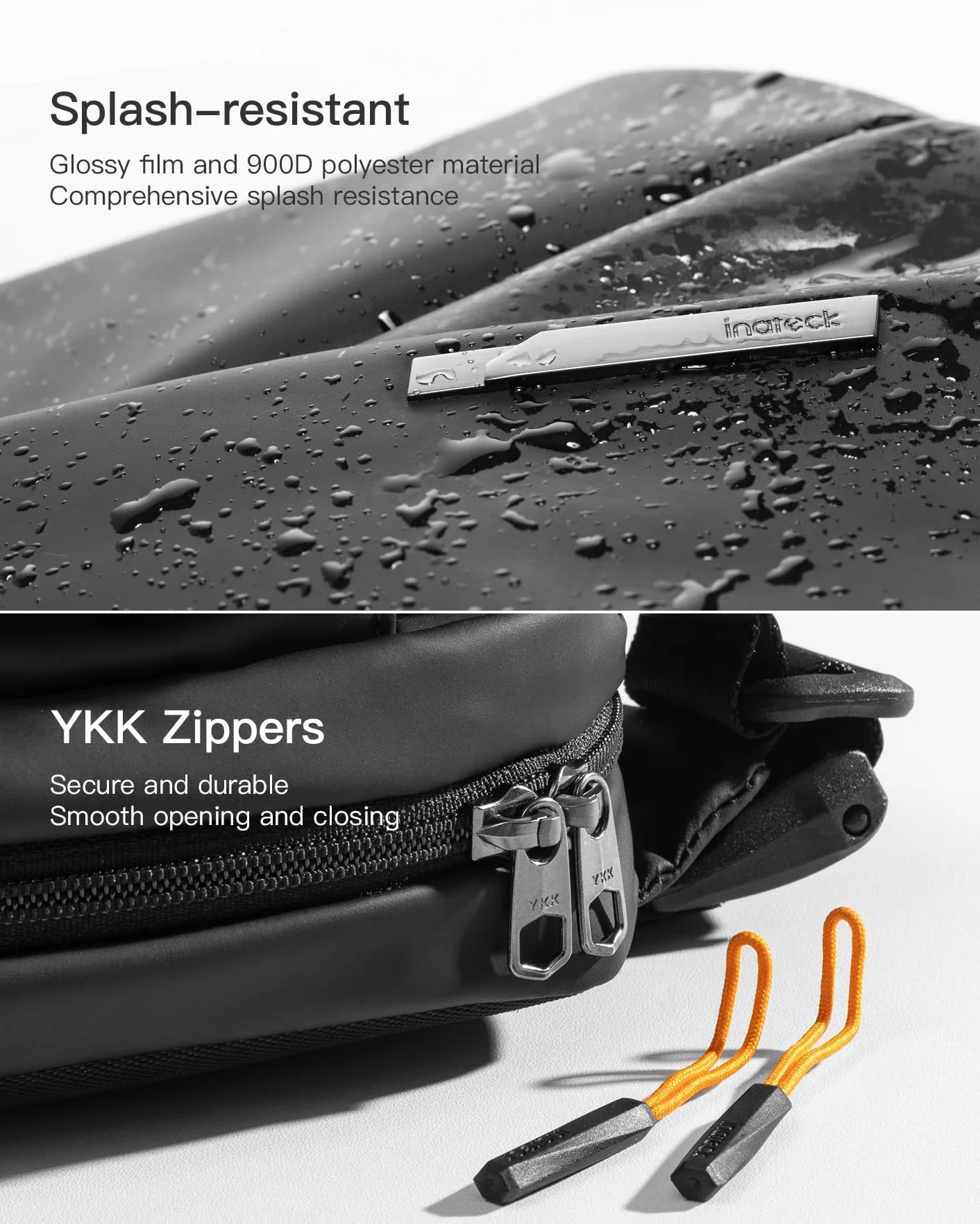 Inateck Torba na ramię, stylowa torba crossbody z regulowanym paskiem na ramię, odporna na zachlapanie torba na klatkę piersiową dla mężczyzn i kobiet, wielofunkcyjna saszetka na podróż, siłownię, do